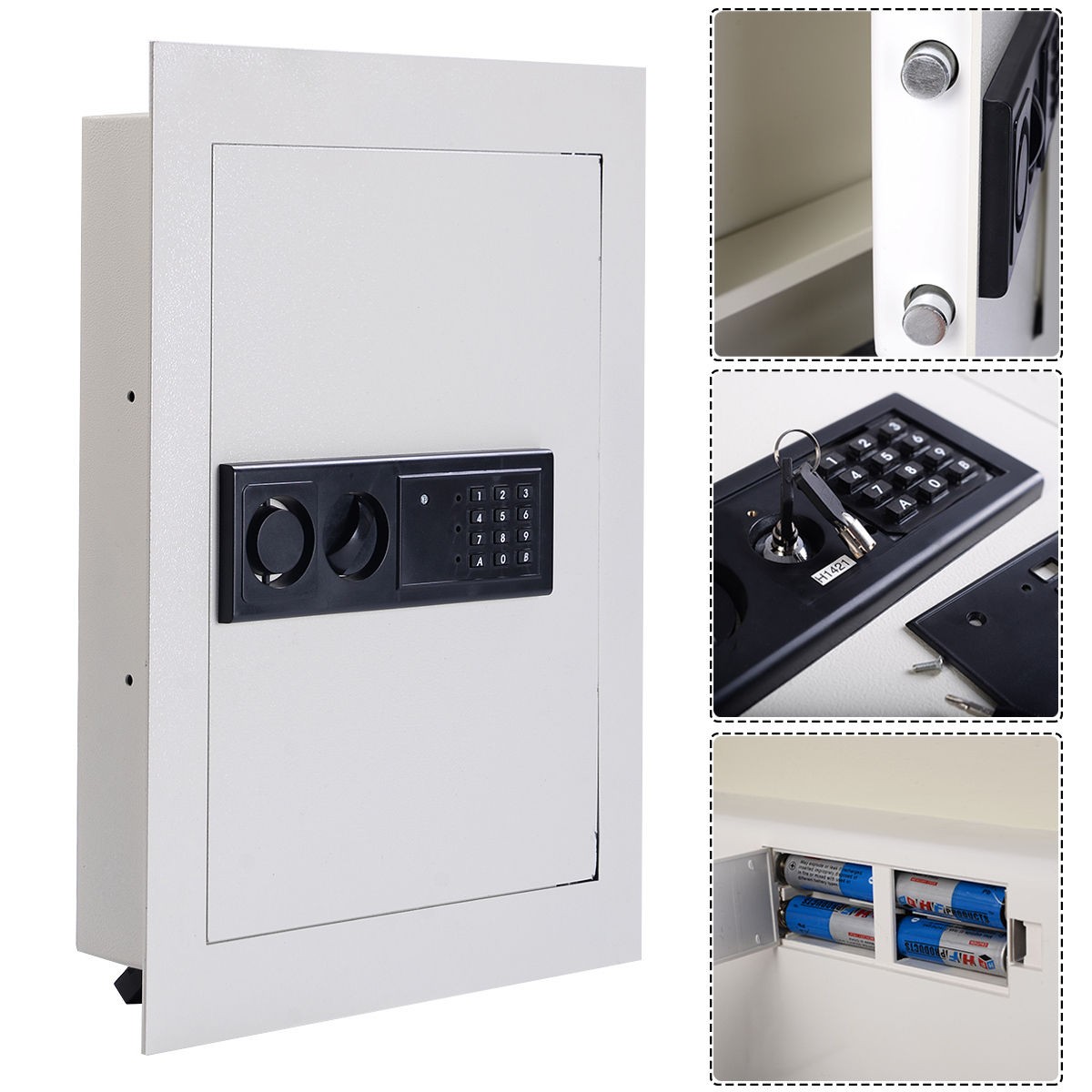 Costway 0.8CF Digital Flat Recessed Wall Safe Home Security Gun Cash Box Locking