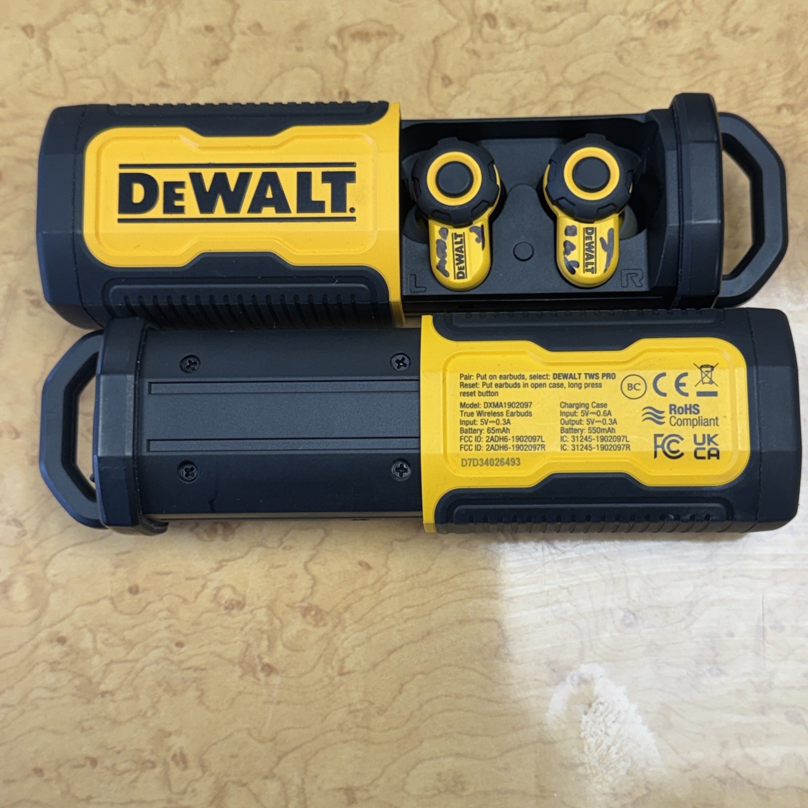 DEWALT Heavy Duty Bluetooth Jobsite Pro X2 ANC True Wireless Earbuds, Active