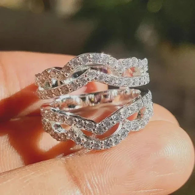 14K White Gold Plated 2Ct Round Cut Lab Created Diamond Womens Wedding Ring
