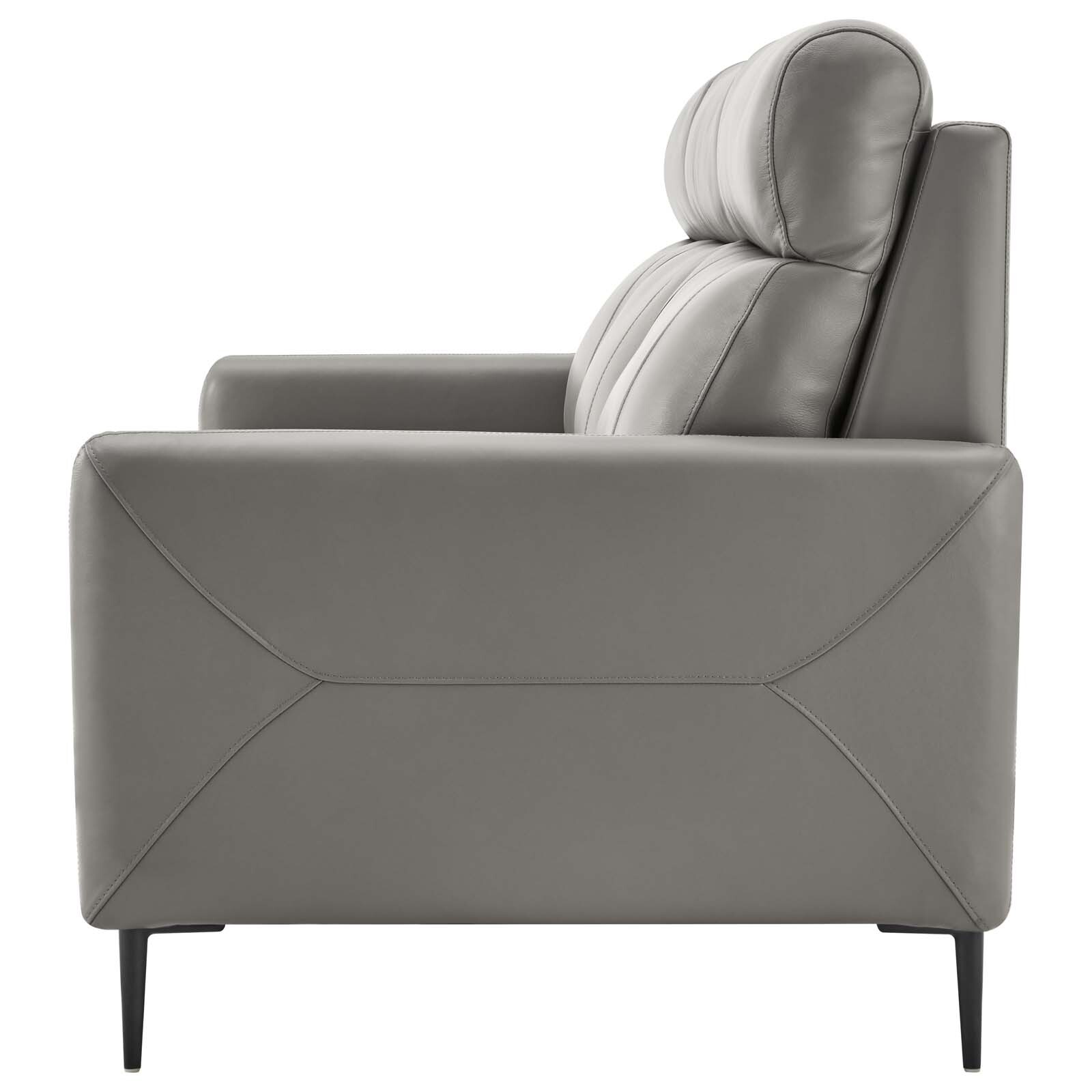 Modway Huxley Leather Sofa in Gray