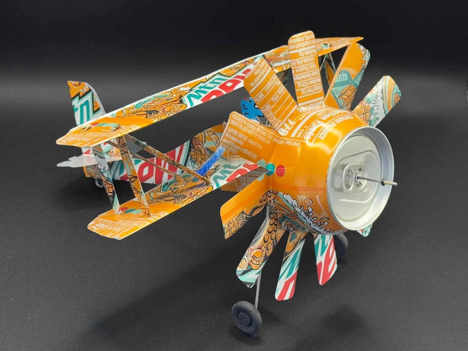 Mountain Dew Baja Mango Large Pop's Plane Recycled Can Art Plane
