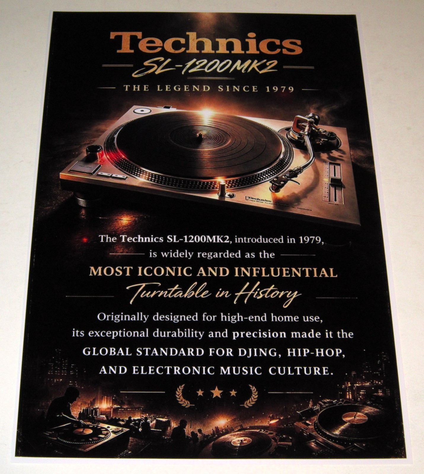Technics Turntable Audiophile Poster 1979 SL-1200Mk2, 1200 Mk2 DJ 19" x 13"