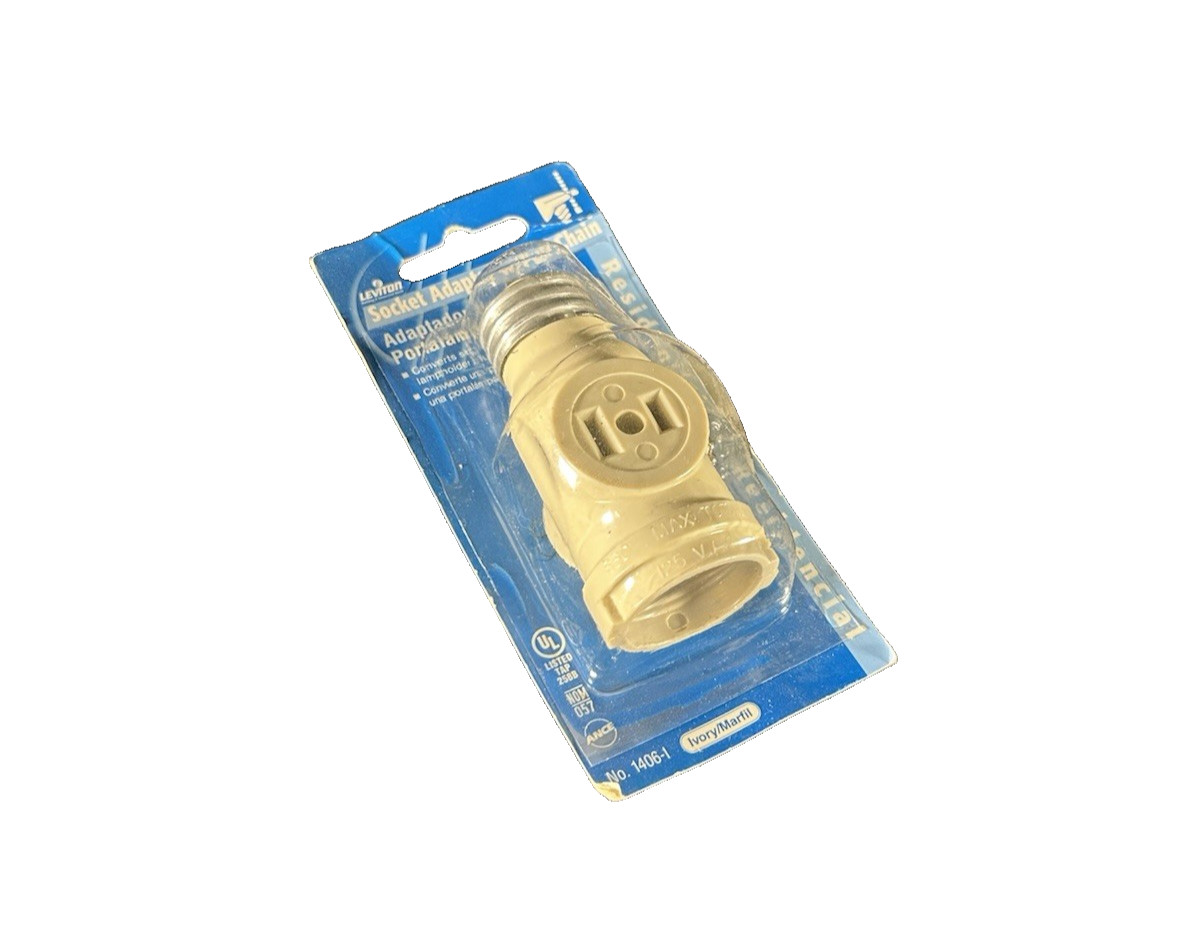 🔥Leviton 1406-I Polarized Lamp Holder Adapter w/ Pull Chain & 2 Outl ~ 10 Units