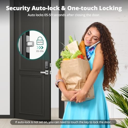DS10 Keyless Entry Door Lock with Handle Set - With handle set Satin Nickel