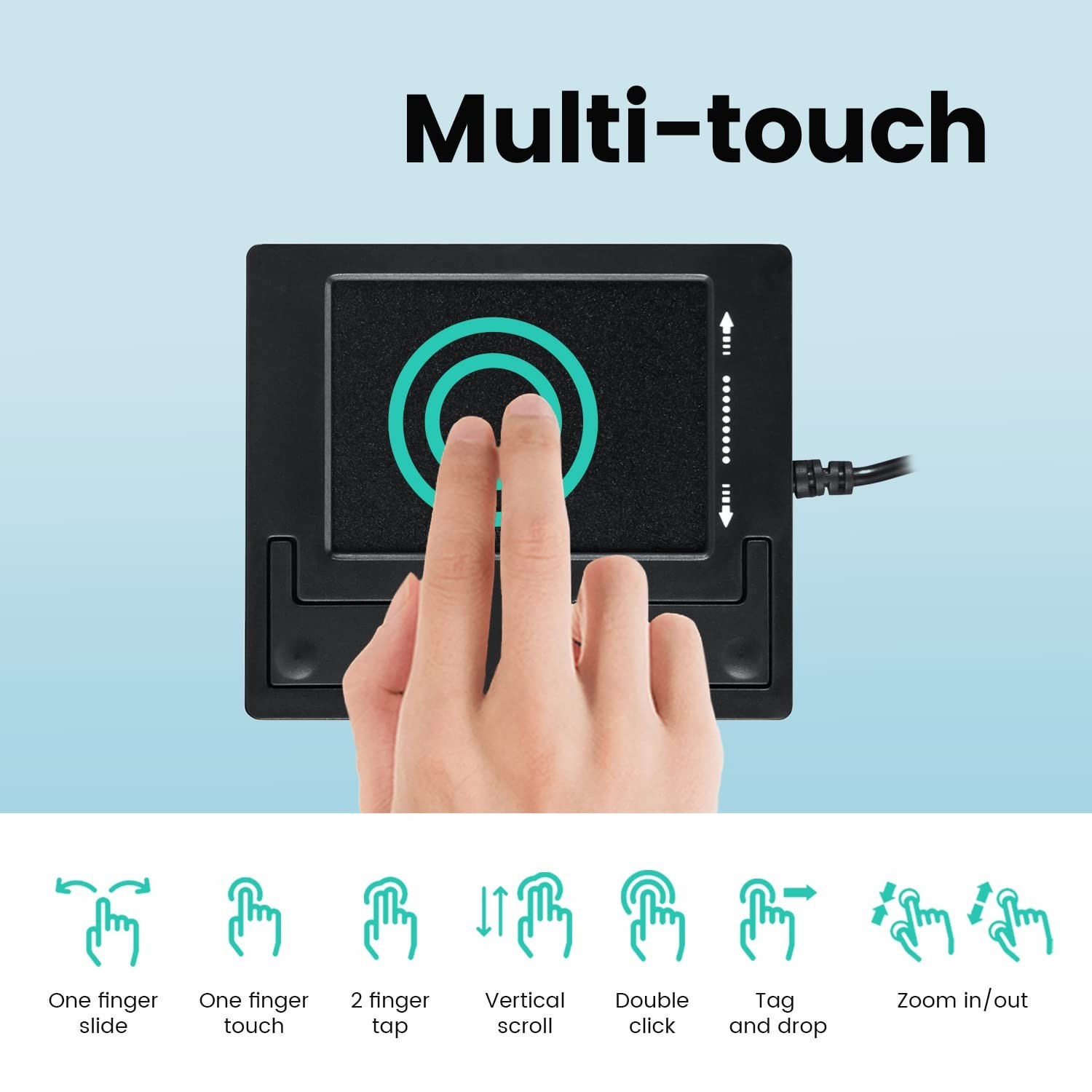 Wired USB Touchpad - Portable Trackpad for Laptop & Desktop, Compact Design, Bla