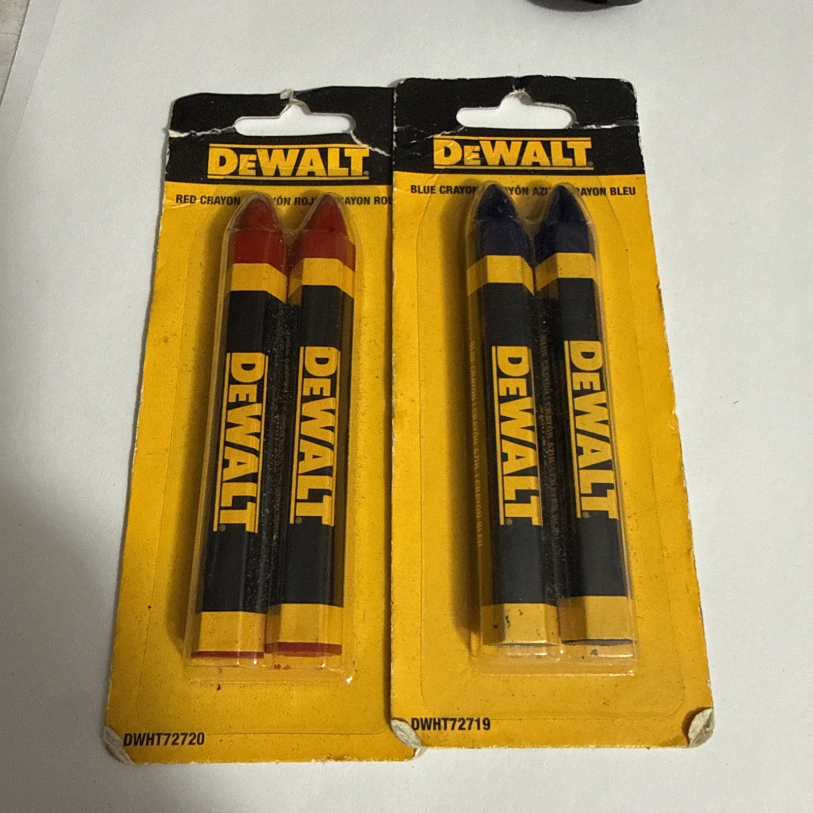 2 Packs Lot Dewalt Mark Lumber Wax Crayon in Red / Blue Dwht72719 Dwht72720 (s4)