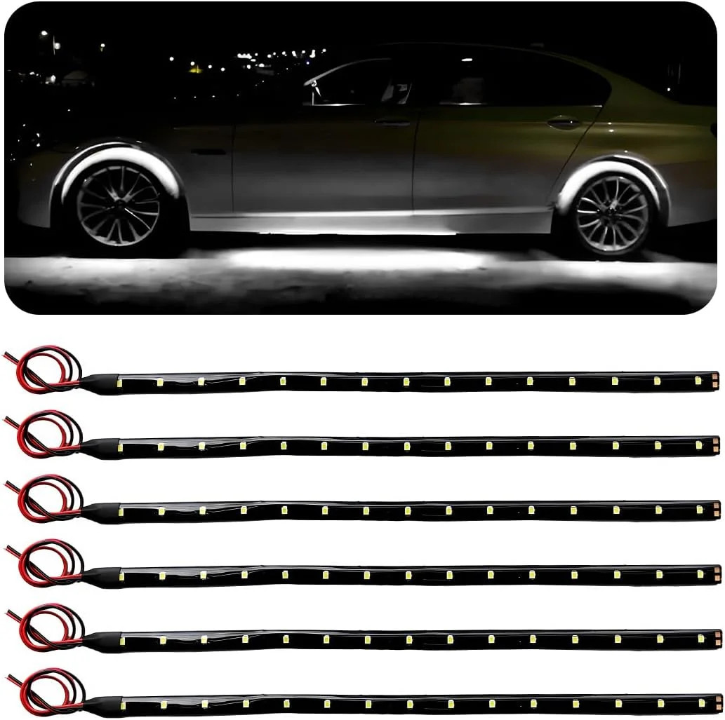 Wevdn 6 PCS 15 LED Strip Underbody Light, DC 12V 1Ft Flexible Underglow Car LED
