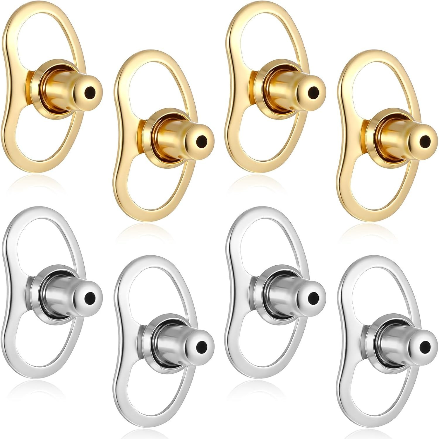 Earring Lifters For Droopy Ears - 8PCS Anti-Slip Large Earring Backs Silver Gold