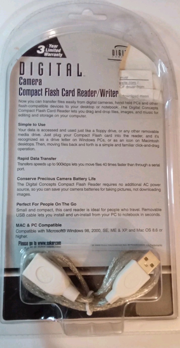 DIGITAL CONCEPTS CAMERA COMPACT FLASH MULTIMEDIA CARD READER/WRITER (READ)