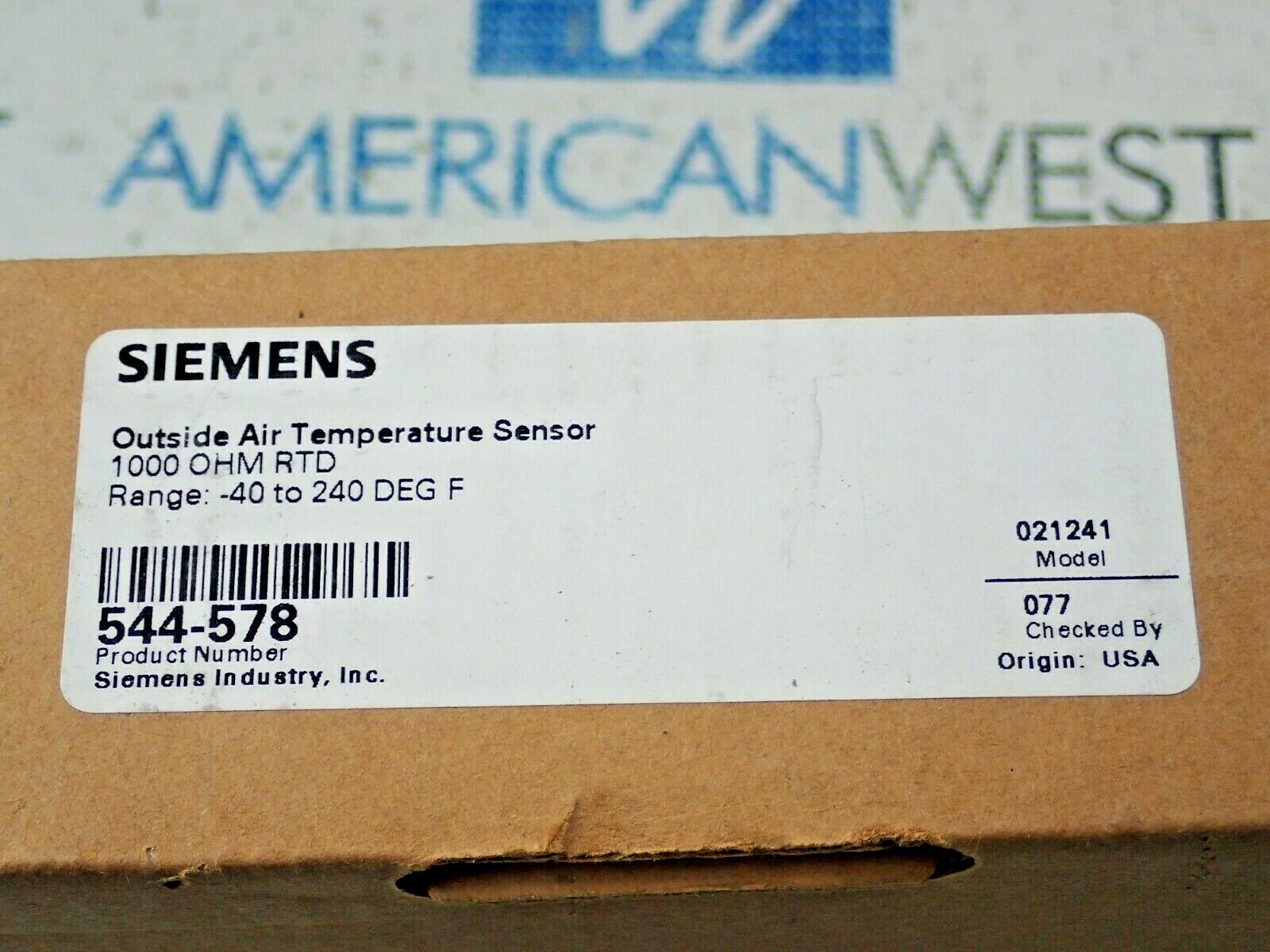 NEW Siemens Outside Air Temperature Sensor Range -40-240 DEG F