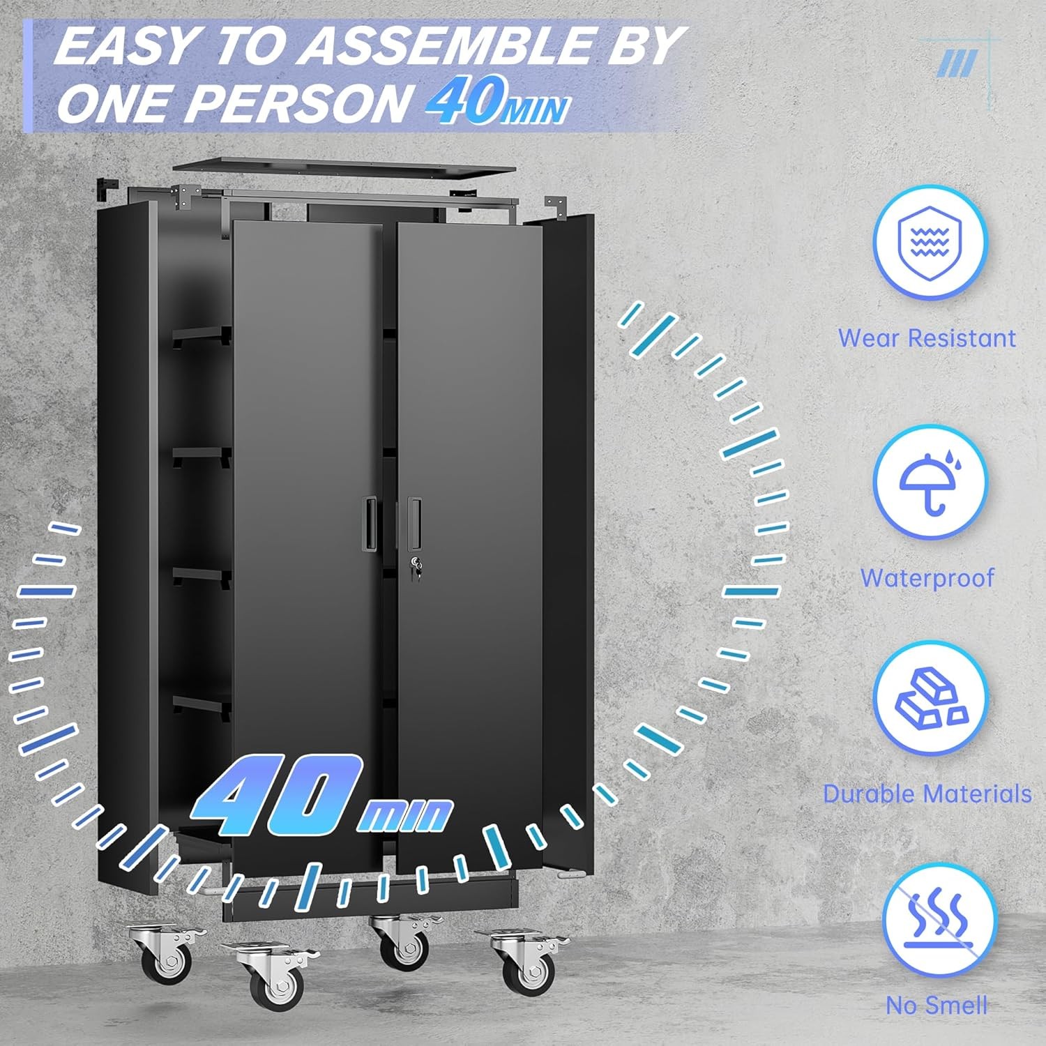 Heavy Duty Tool Cabinets, Garage Storage Cabinet Adjustable Shelves & Lockable