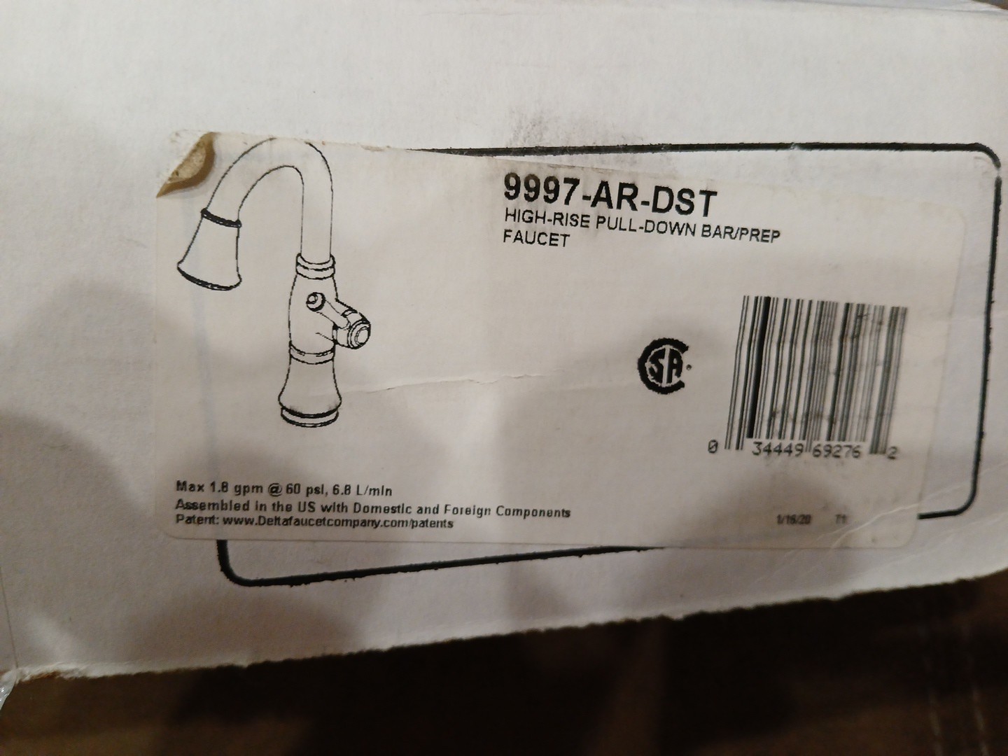 DELTA Bar/Prep Faucet Pull-Down  artic stailnless 9997-AR-DST Chrome Pullout