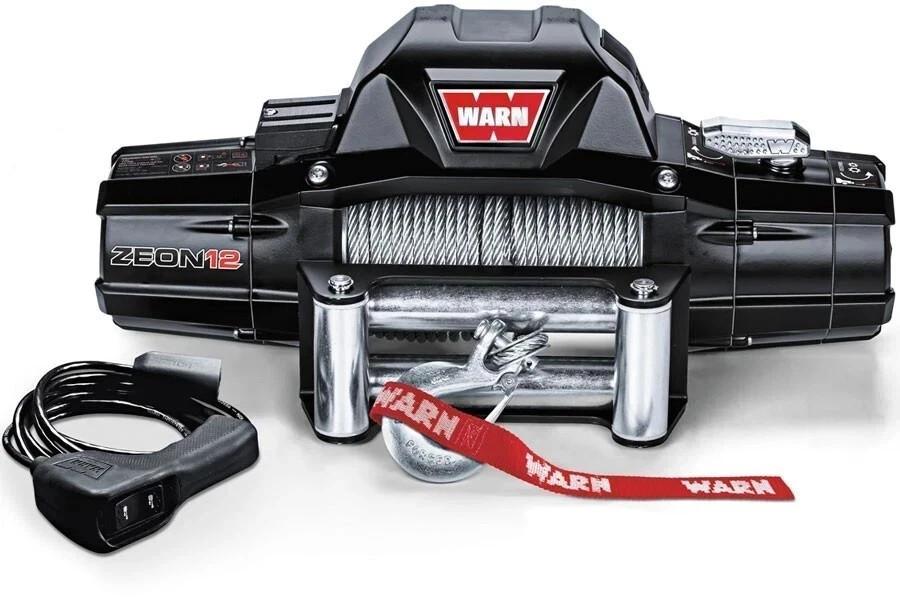 WARN (89120) ZEON 12 12000 lb Premium Series Winch Roller Fairlead 80' Cable 12V