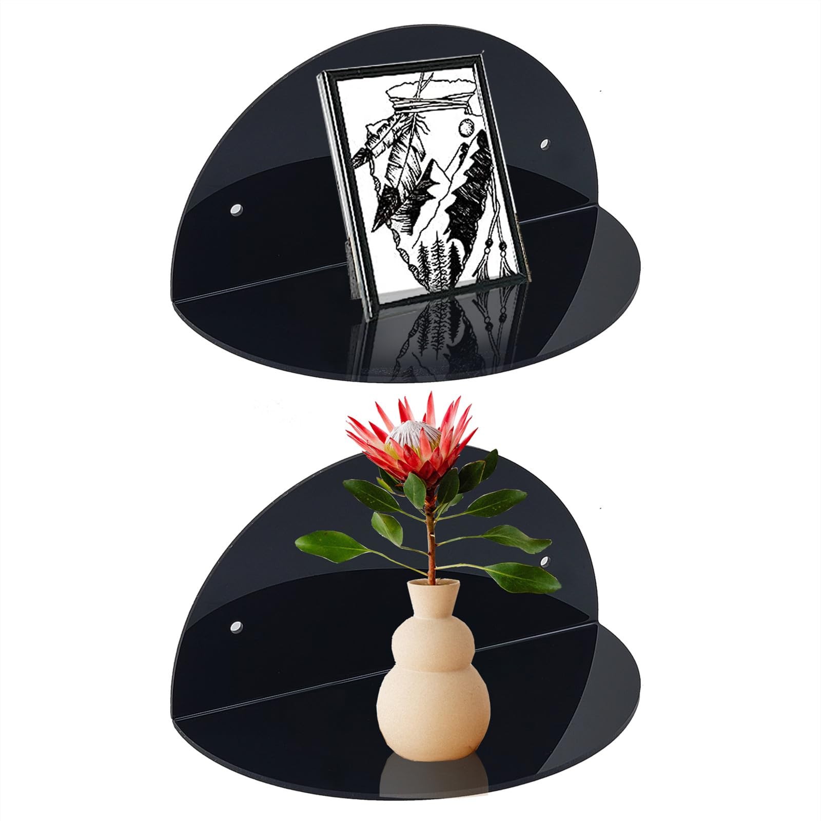 Small Acrylic Shelves Room Decor Floating Shelves (2-Pack, 8-inch Diameter) -...