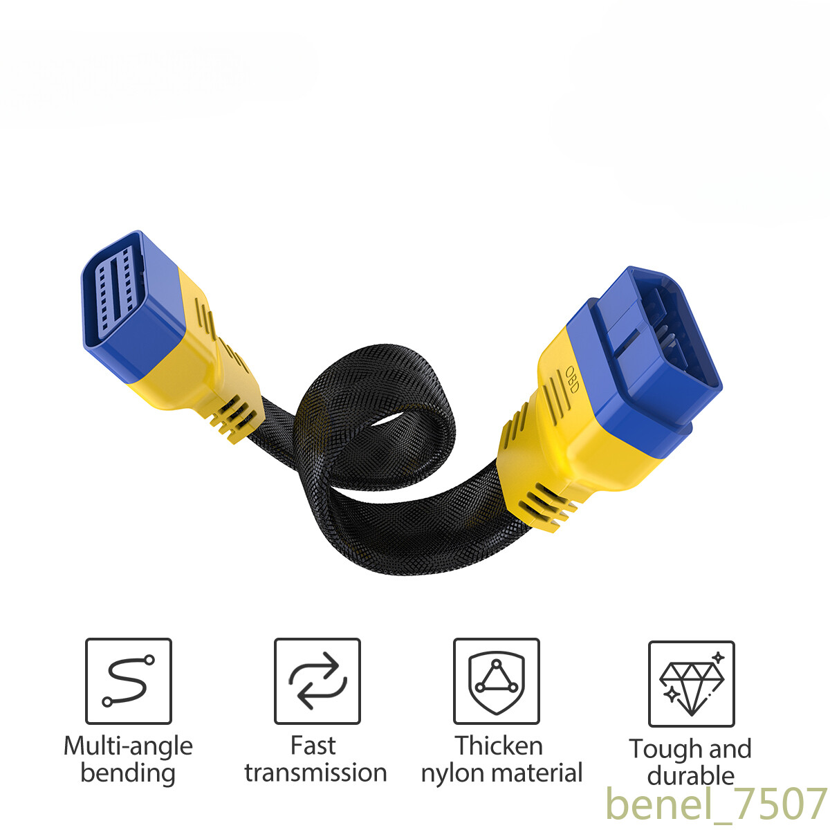 30cm Car OBD2 II 16pin Enhanced Flexible Extension Male To Female Cable
