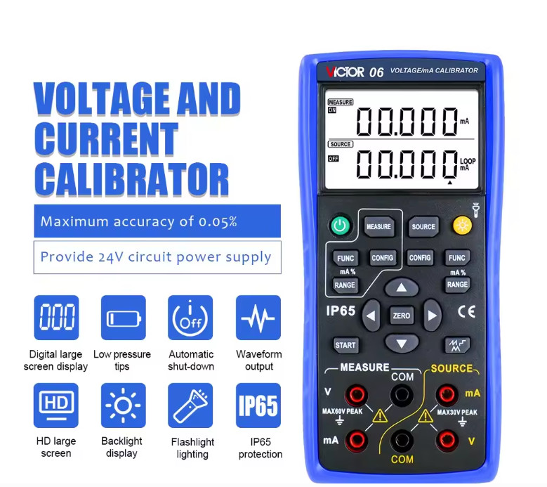 DC V/mA 110mV-35V +-35mA Source Simulator Calibrator 0.05% Accuracy 24VLoopPower