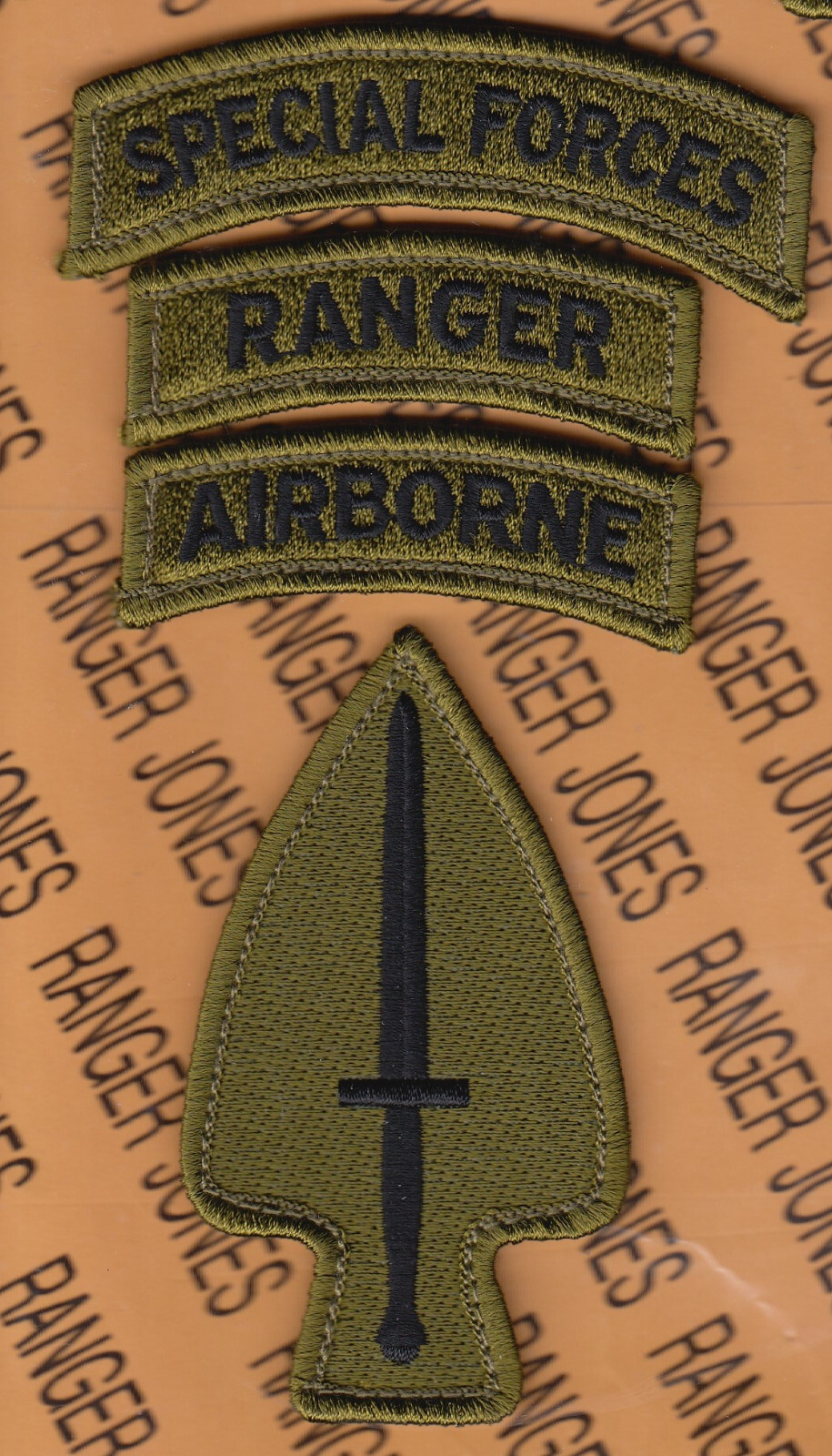 USASOC Special Oprations Cmd Airborne Ranger SF ODD w/ HOOK ~6" patch tab set C