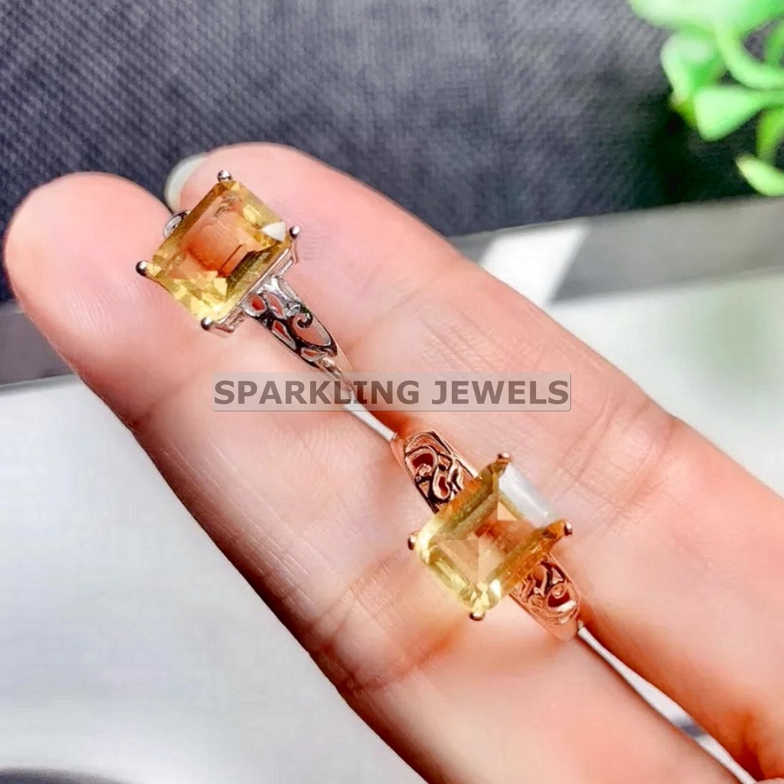 Calibrated Citrine Emerald Cut With 14K Solid Gold Ring For Men #C176