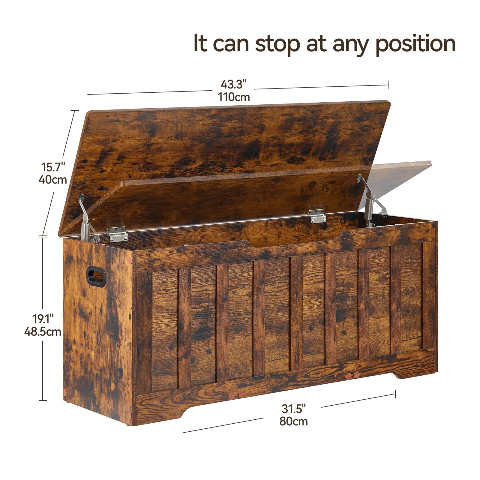 VANKILEY 43.3"Storage chest extra large,storage 43.3x15.7x19.1, Rustic Brown