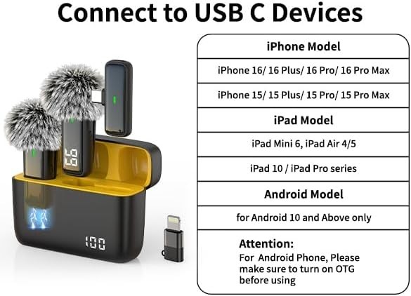 Microfono mini inalambrico para celular camara solapa con estuche de carga 2 mic