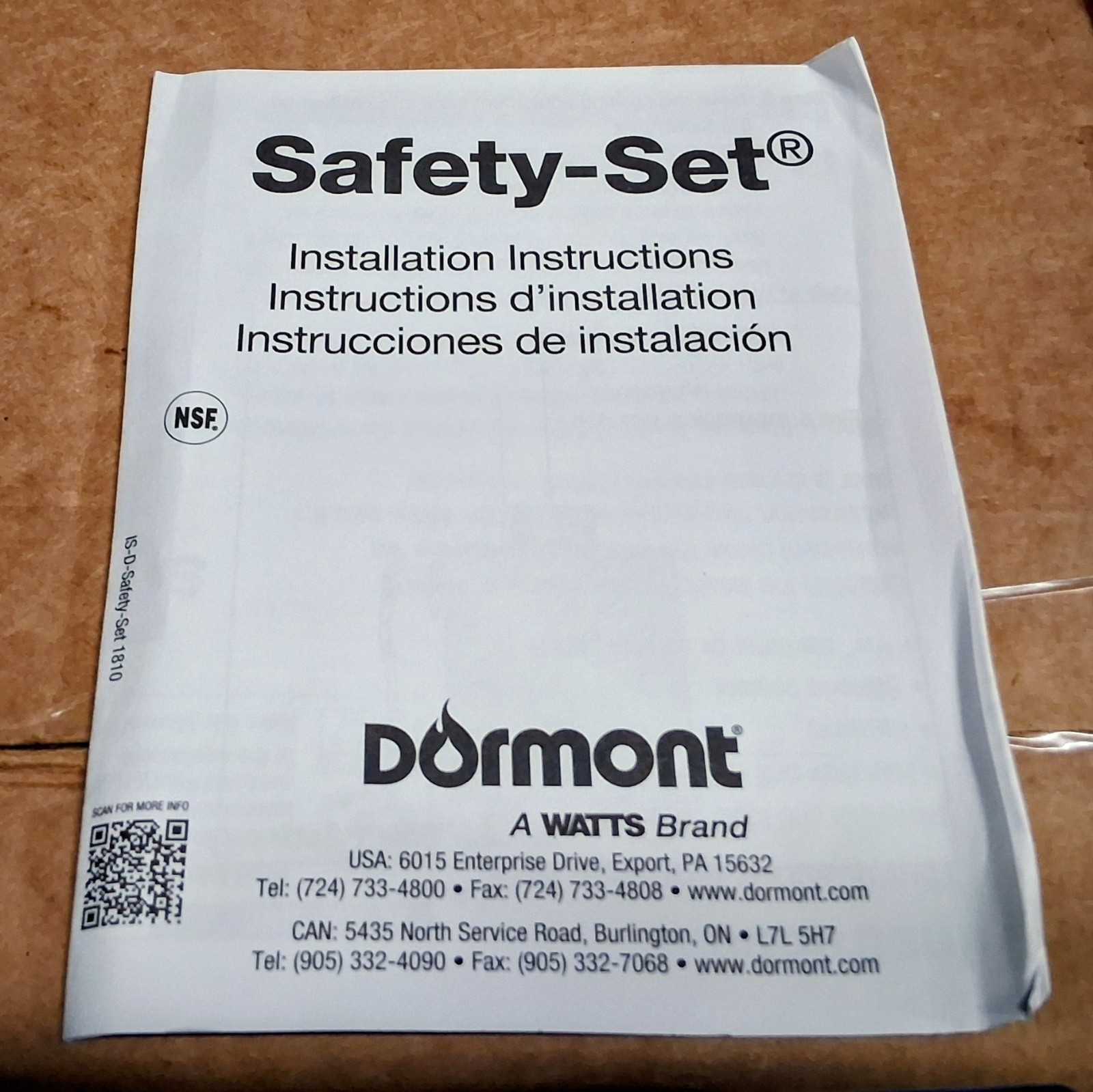 Dormont Safety-Set (2) pcs. Installation Kit Blue Brackets/Mounting Pieces w/sce