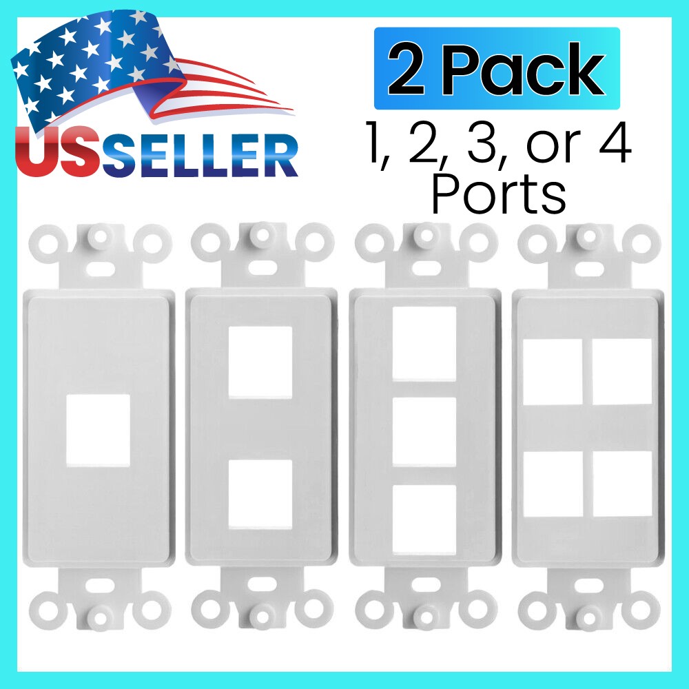 Keystone Wall Plate Insert Decorative Face Plate Port Jack Insert White 2 PACK