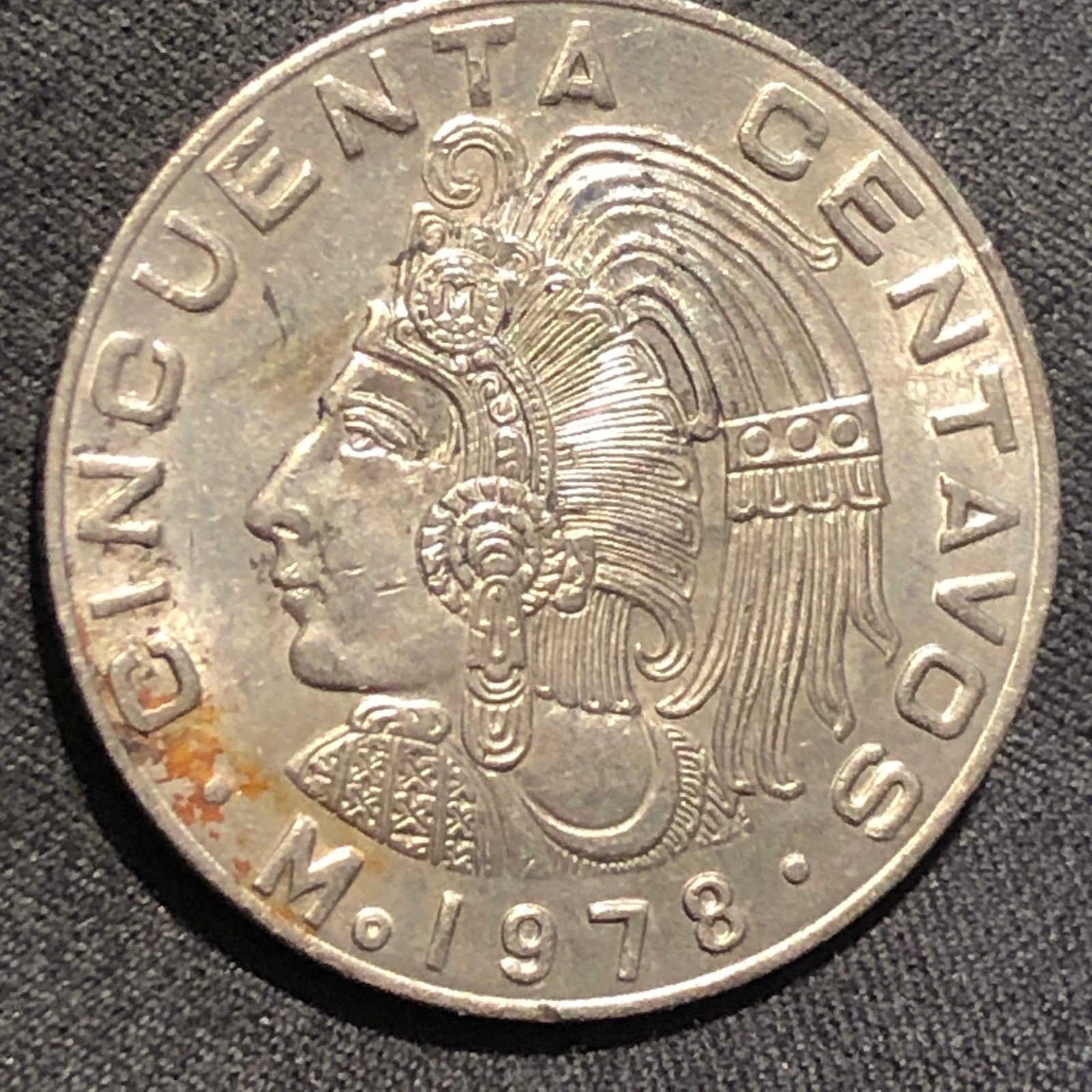 1978 Mexico 50 Centavos Copper-Nickel Coin - AU (About Uncirculated) condition