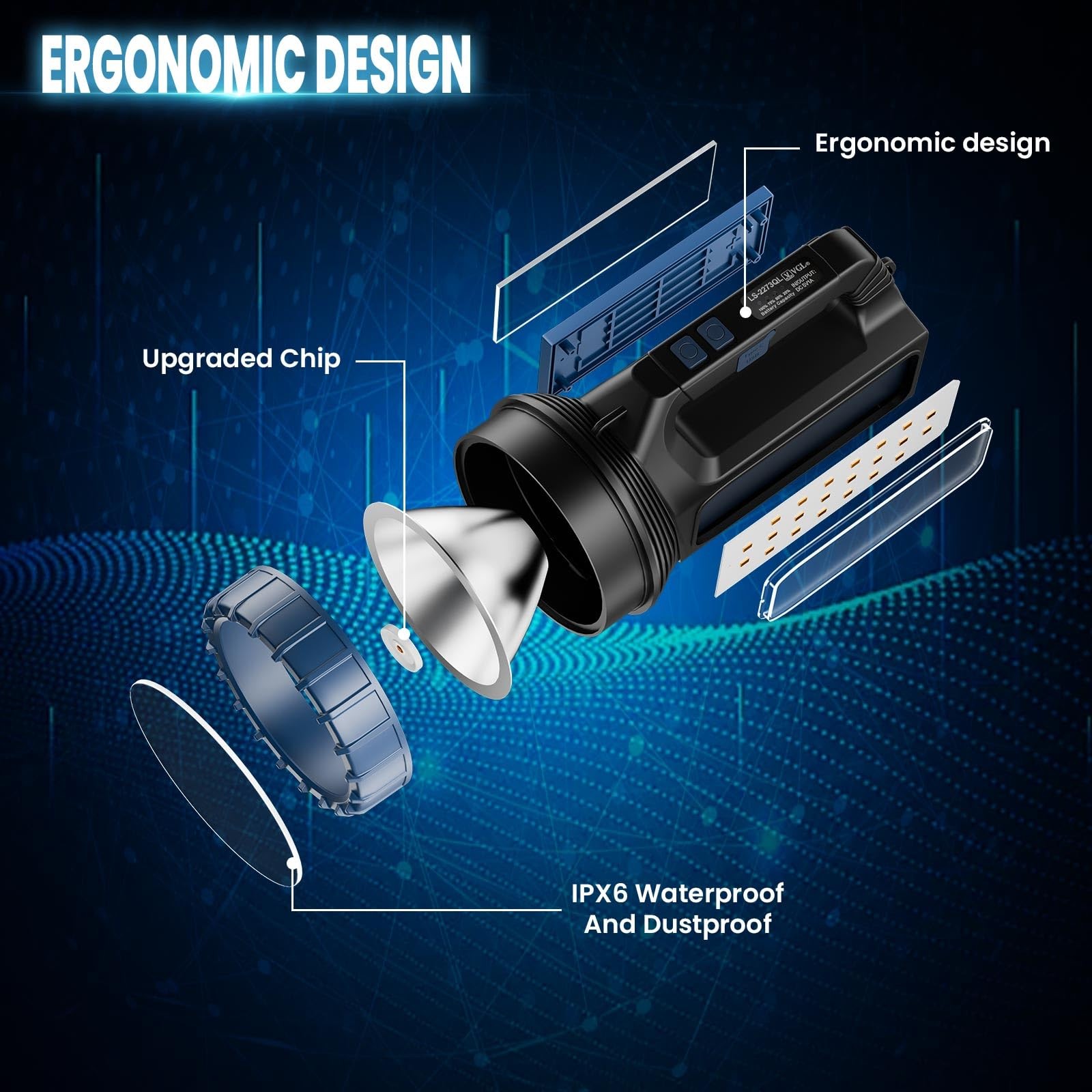 Solar Flashlight, Rechargeable flashlights for Camping, Home