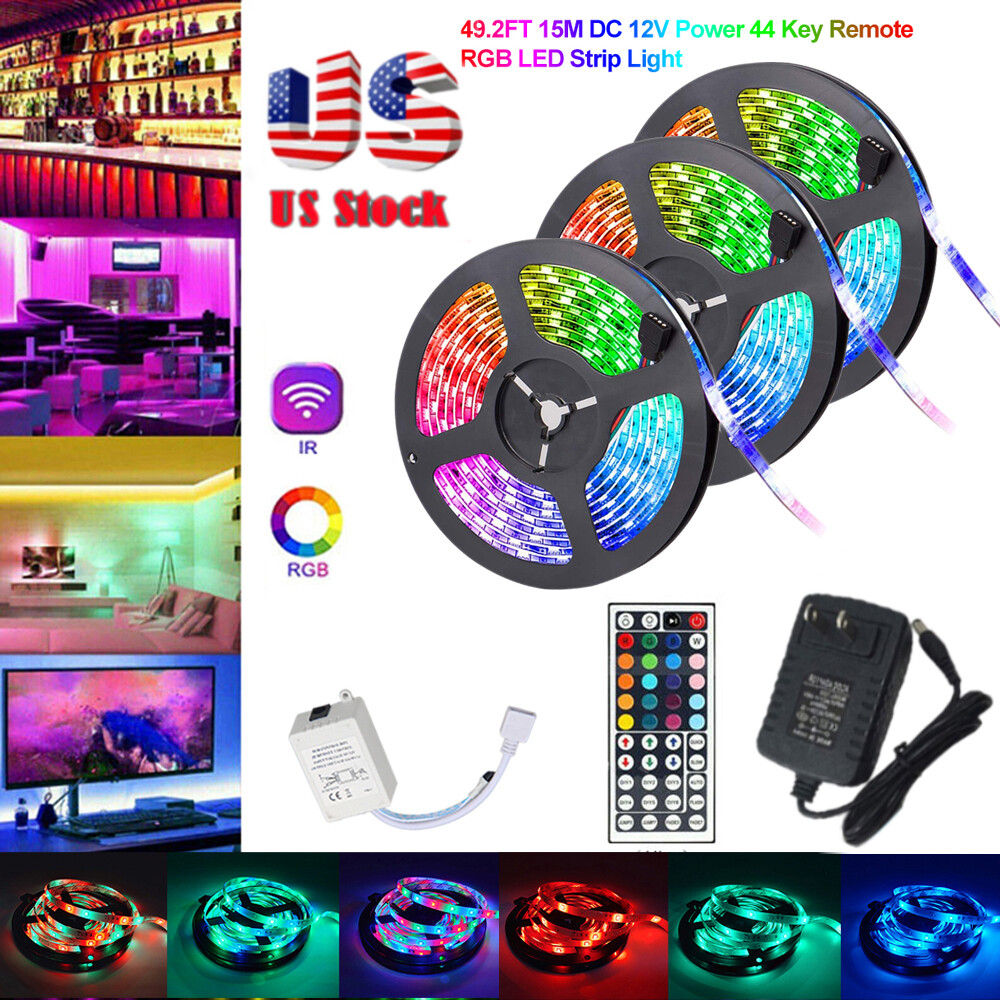 5-15M Led Strip Lights Color Changing String Light + Remote Adhesive Backing