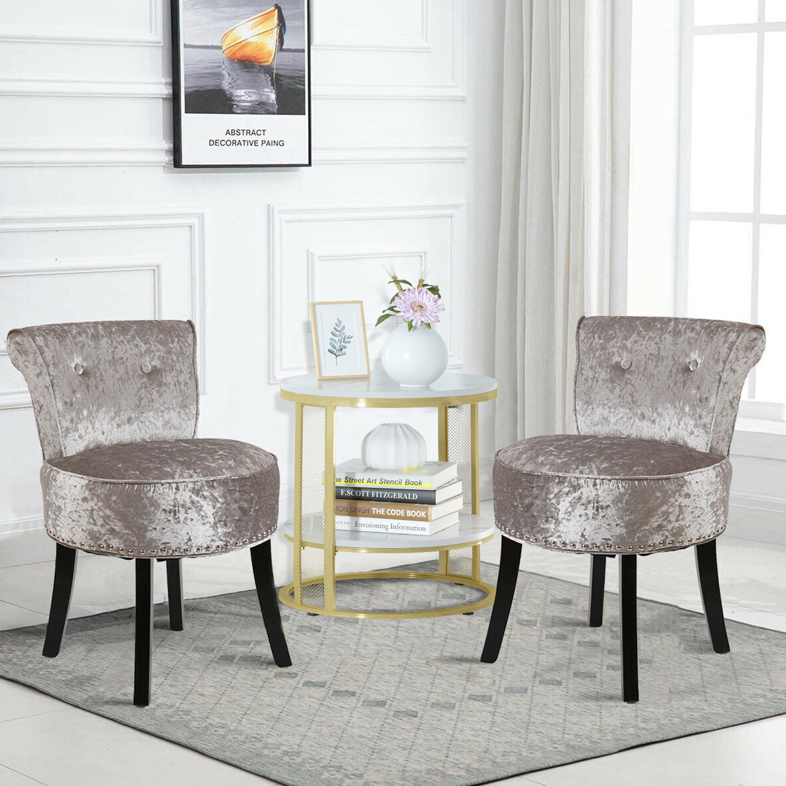 3 Piece Dining Table Set with Cushioned Chairs Modern Small Kitchen Dinette Set