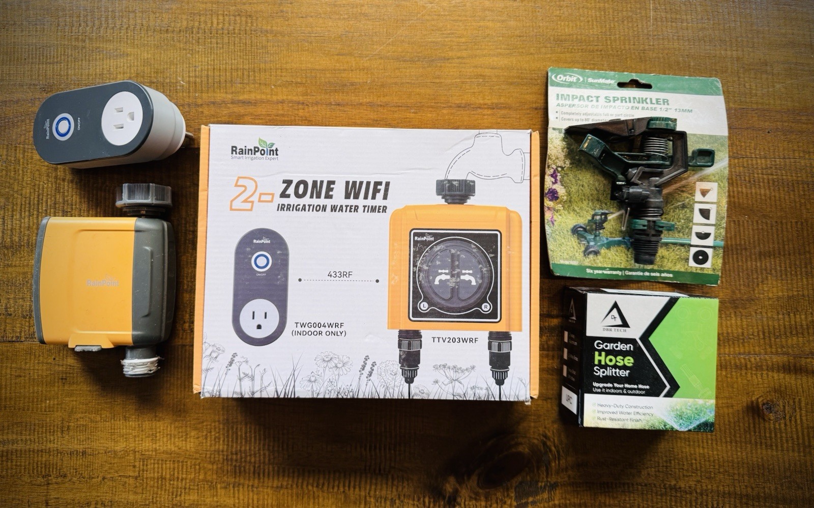 RainPoint 2 Zone WiFi Timer New + 1 Zone Hub Used Orbit Sprinkler Bundle