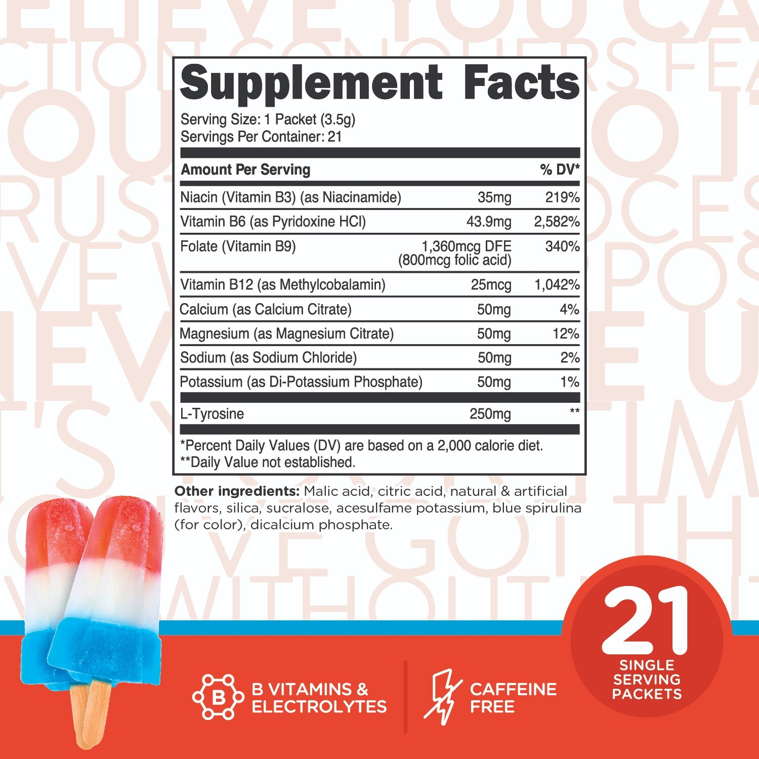 TransformHQ Hydration Electrolyte Drink Mix (Rocket Pop) 21 Packets