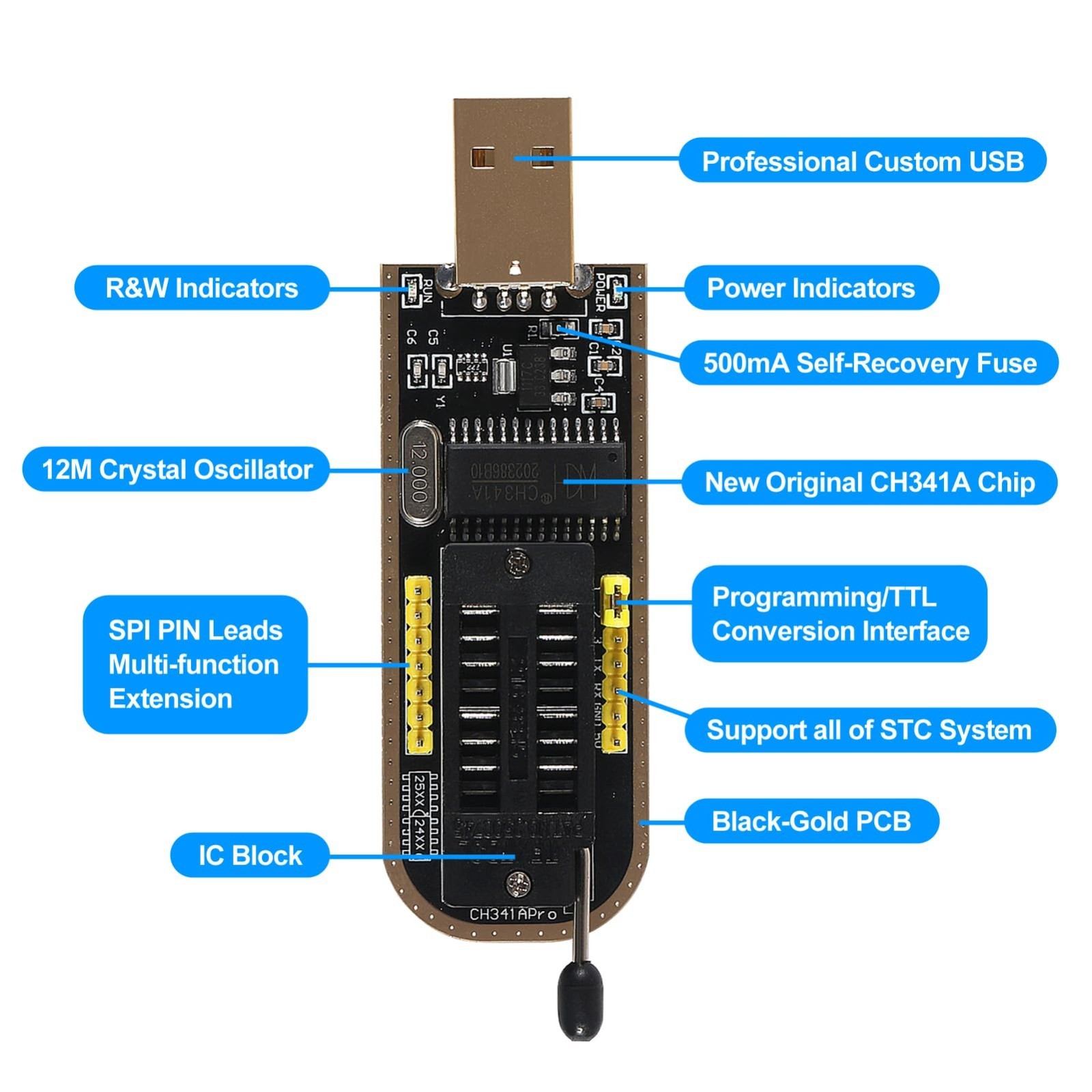 USB EEPROM BIOS Programmer CH341A with SOIC8 Clip & 1.8V Adapter for 24/25 Flash