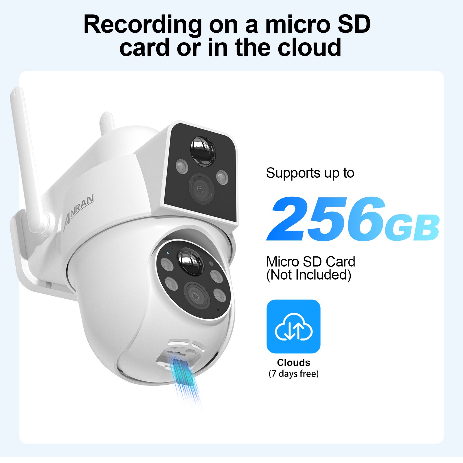 ANRAN Q7 Dual-Lens Solar Wireless Security Camera,360°PTZ Coverage & Color Night