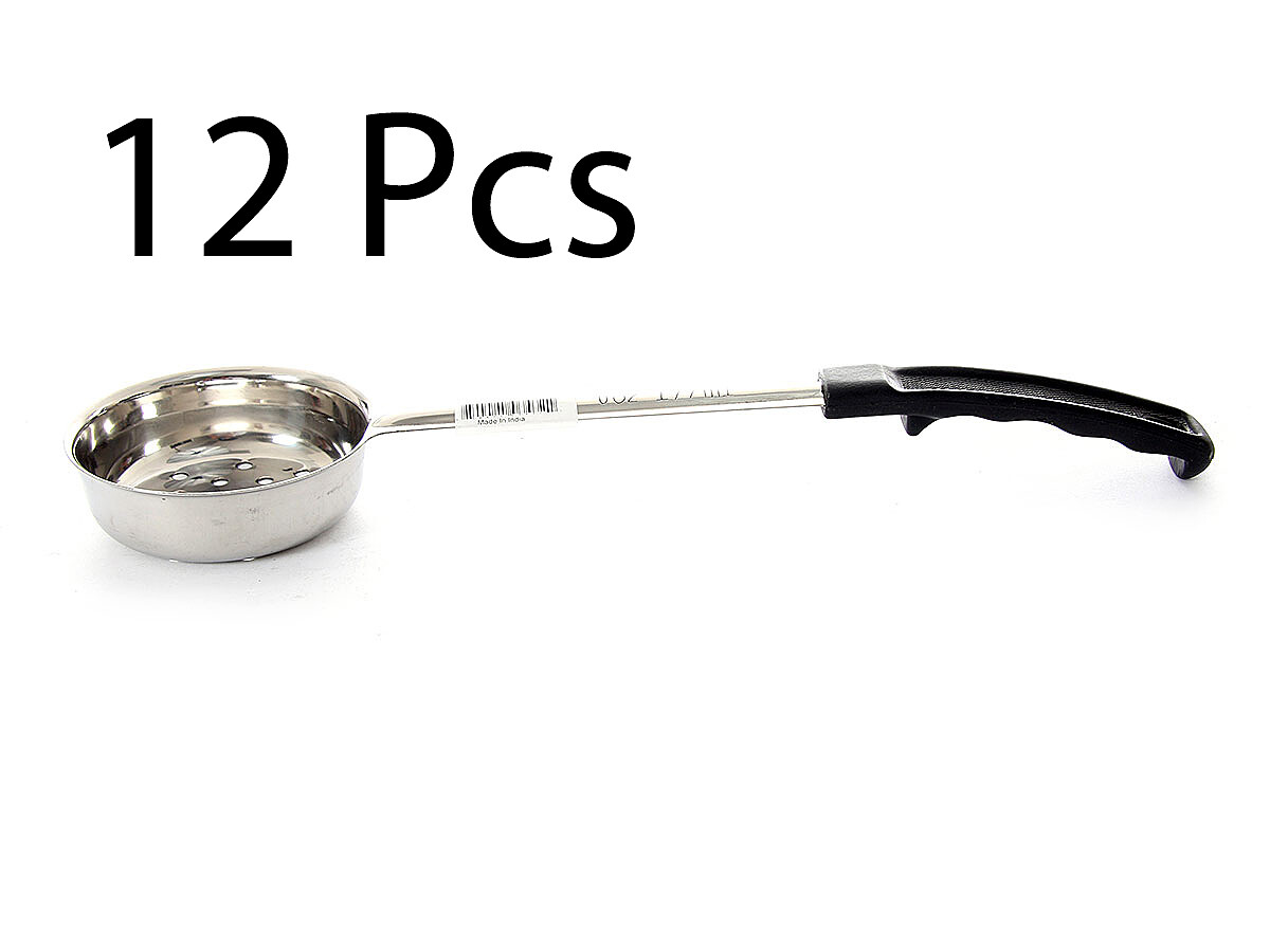 12 Pcs of 6 Oz. Food Portioner Perforated Black Handle Stainless Steel