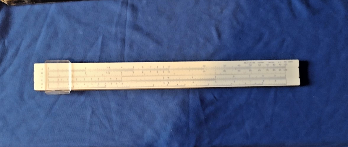 Vintage Sun Hemmi 40RK Bamboo Slide Rule With Scruffy Case
