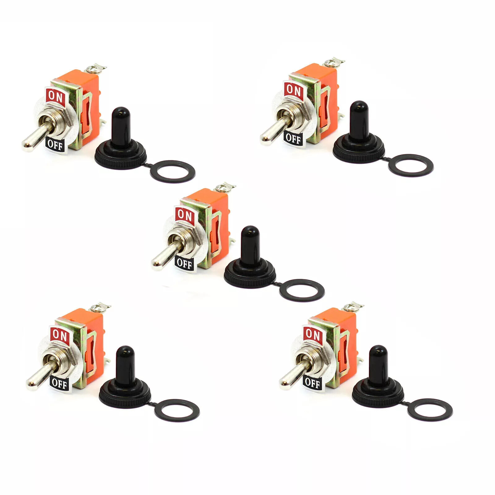 5X 12V Metal Toggle Switch ON/OFF SPST Solid Single Pole for Marine & Automotive