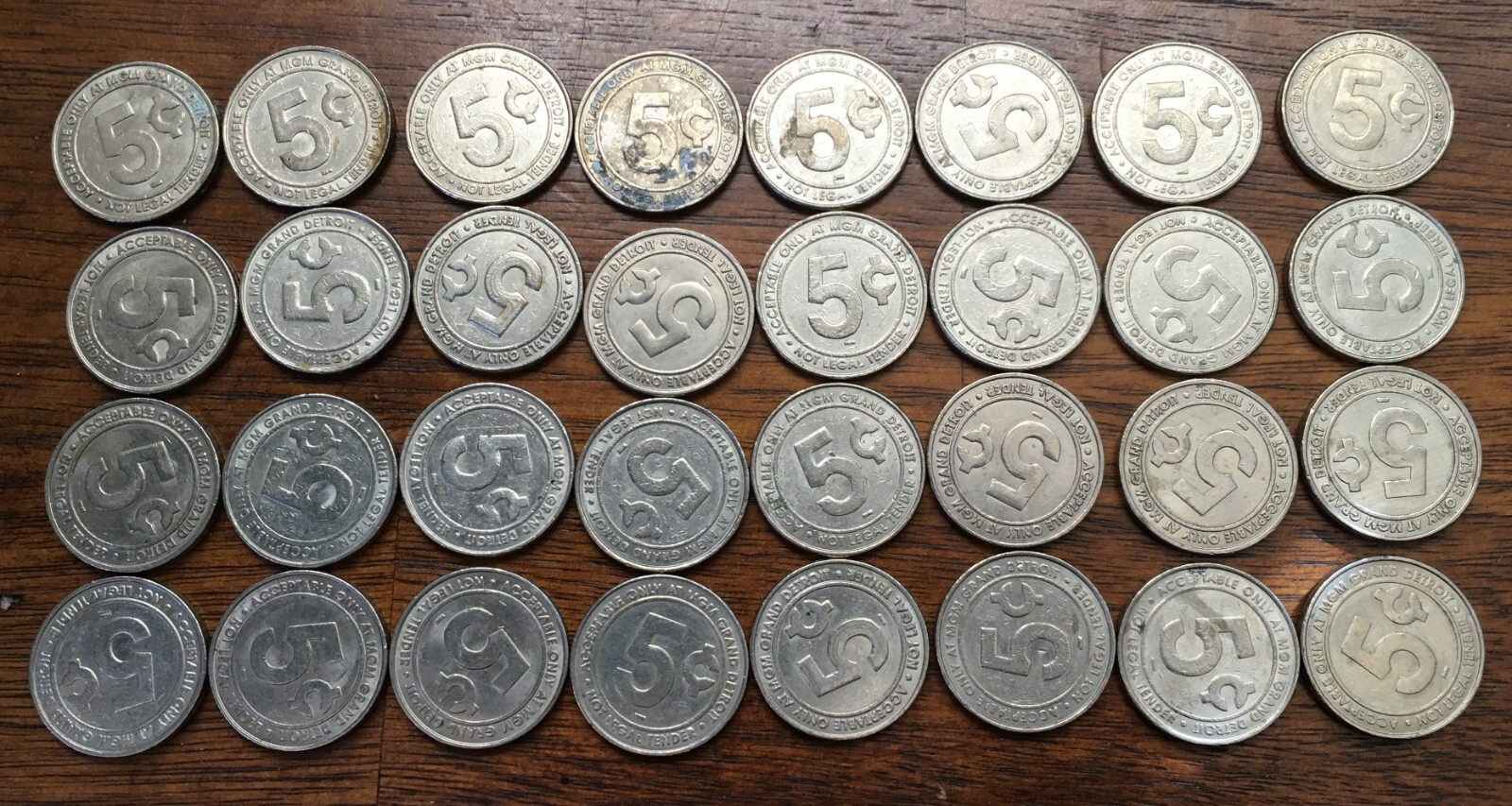 Vintage MGM Grand Detroit Casino Gaming Slot 32 5 Cent Tokens Very Cool Nice