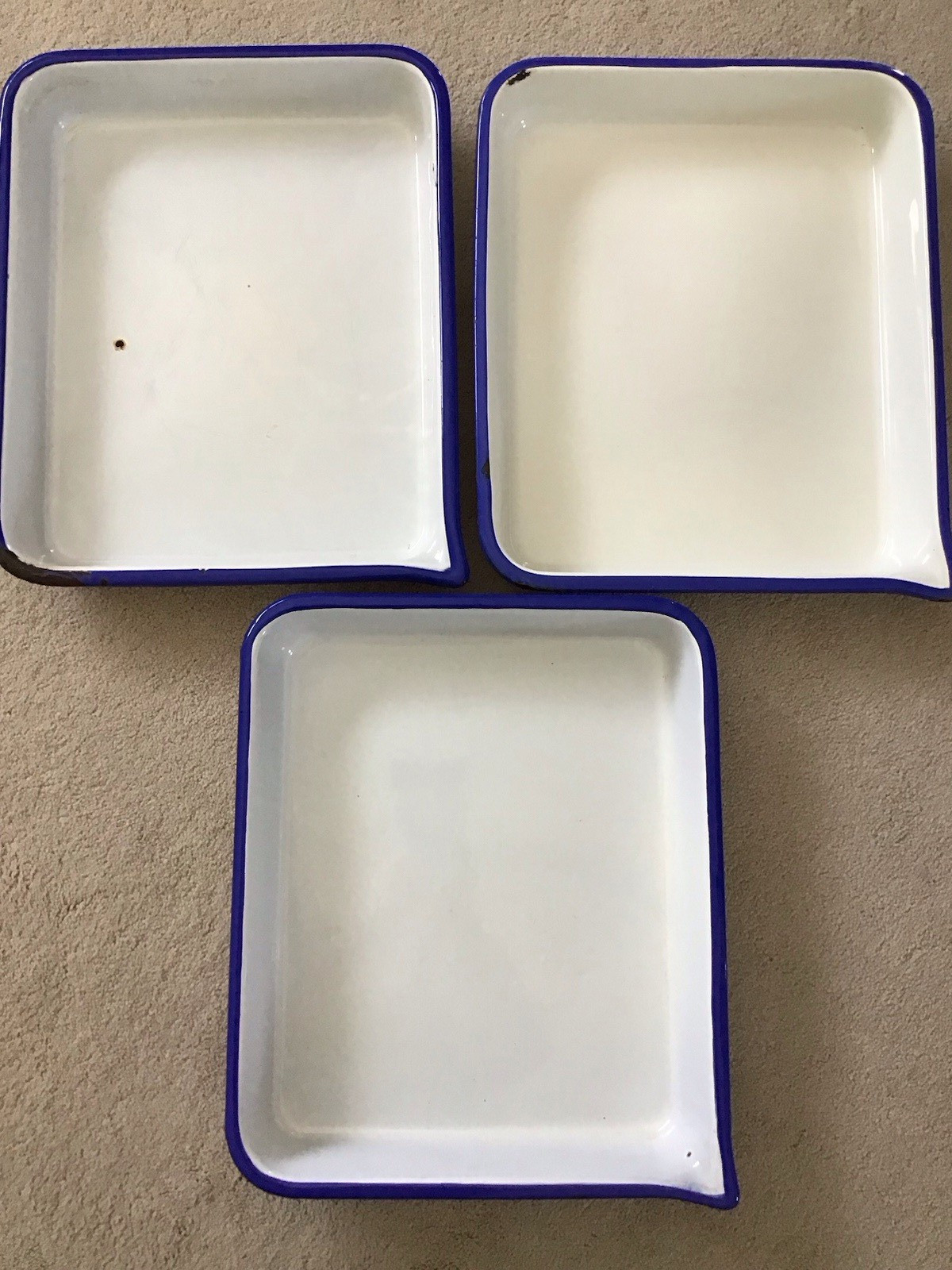Lot of 3 Cesco Porcelain Enamel Metal 15"x12" Acid Resistant Photographic Trays