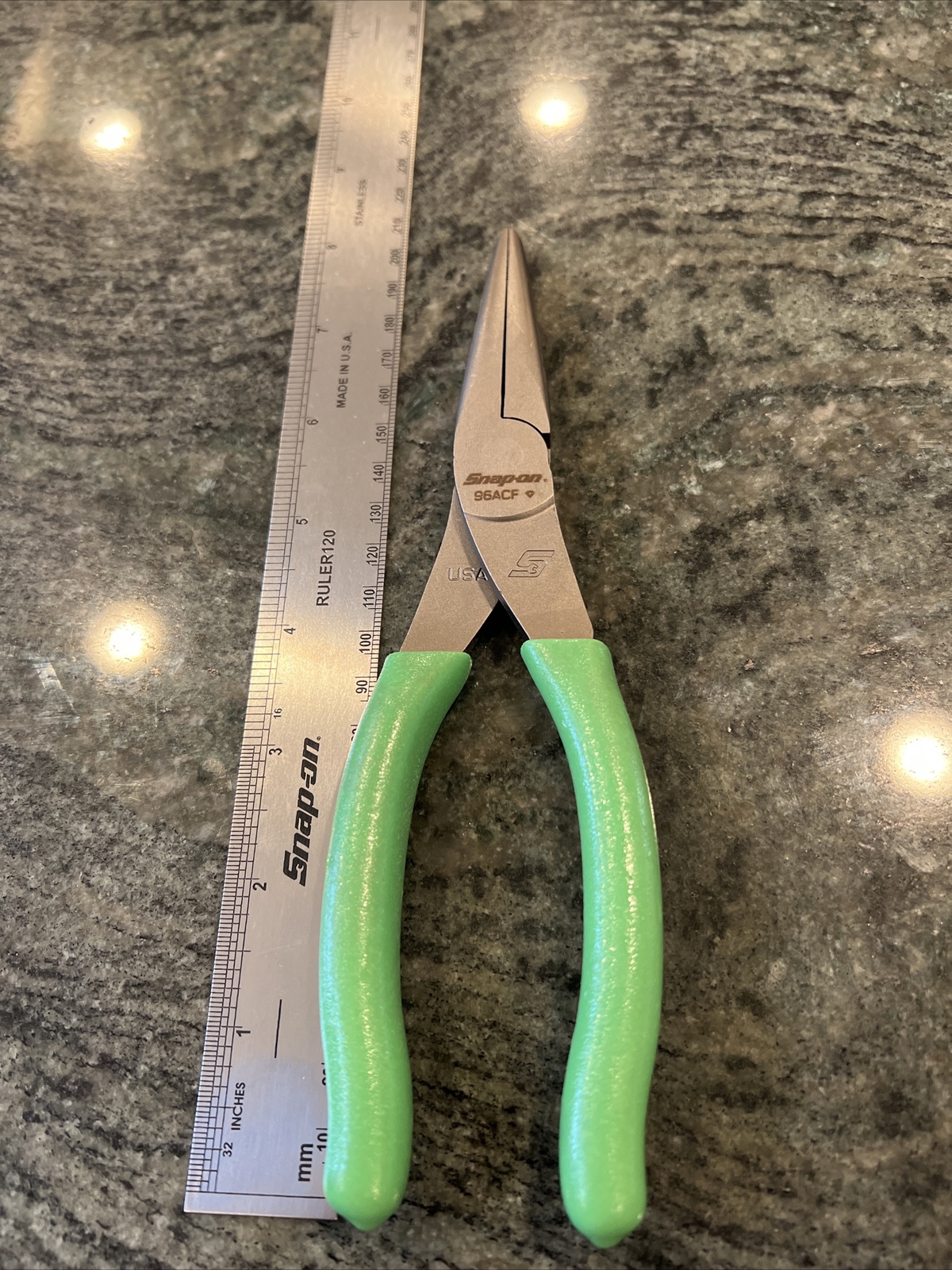 Snap-On 96acf 8" talon grip needle nose pliers green new