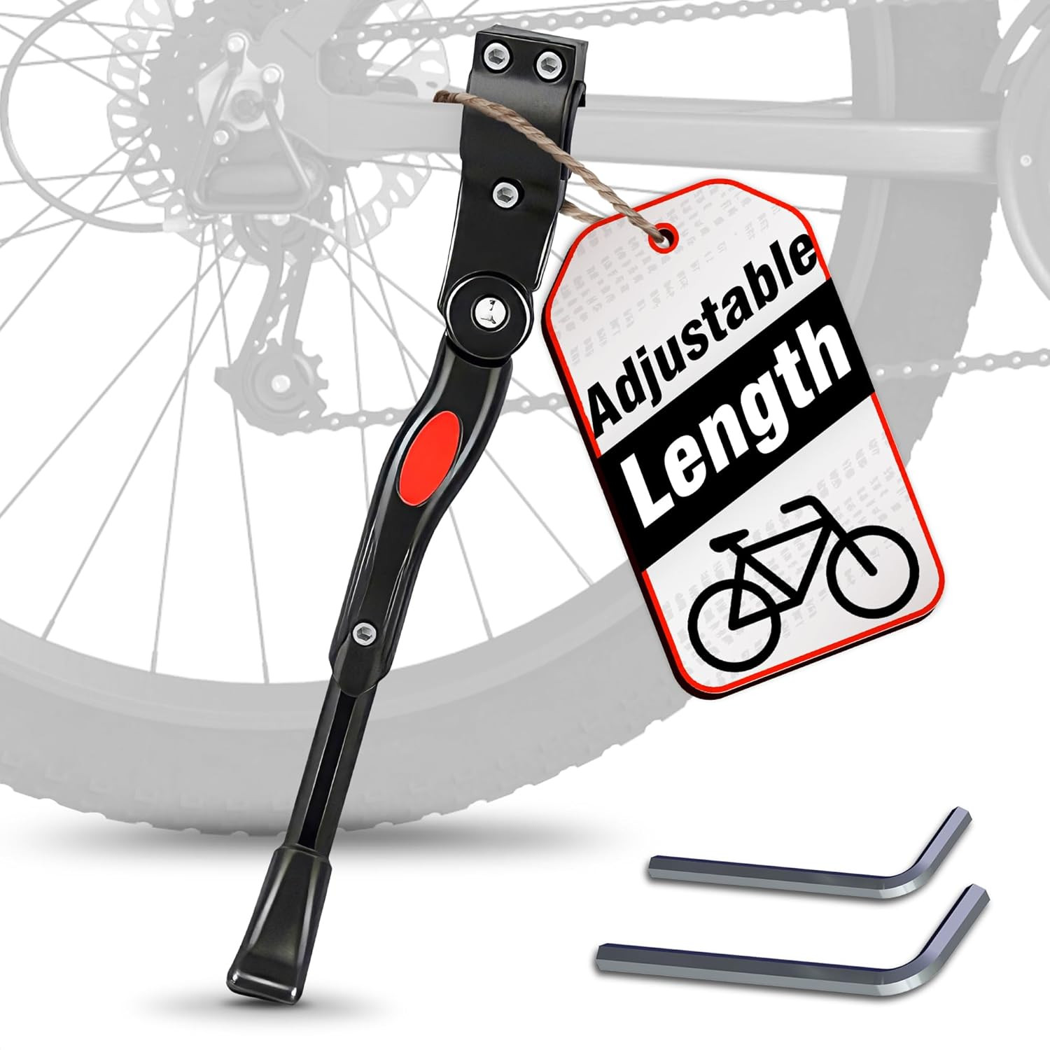 Adjustable Bike Kickstand for Adult Bike – Fits 22" to 26" Wheels, Aluminum Allo