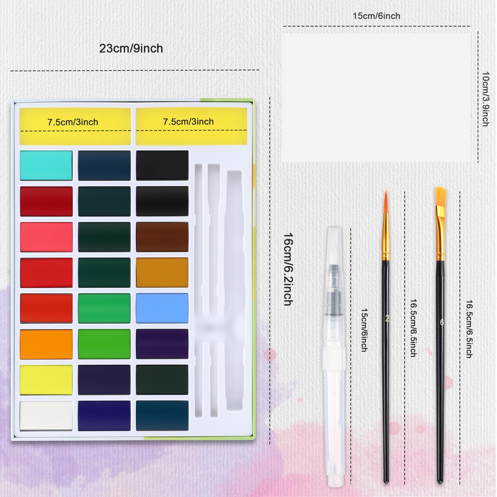 24 Colors Large Block Watercolor 1 Count (Pack of 24), Classic 24