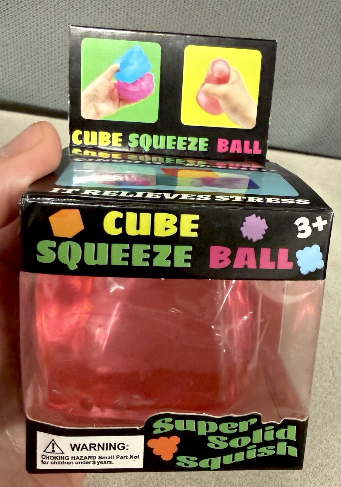 Super Solid Squish Cube Squeeze Ball Stress Toy Sensory Fidget Pink NIB