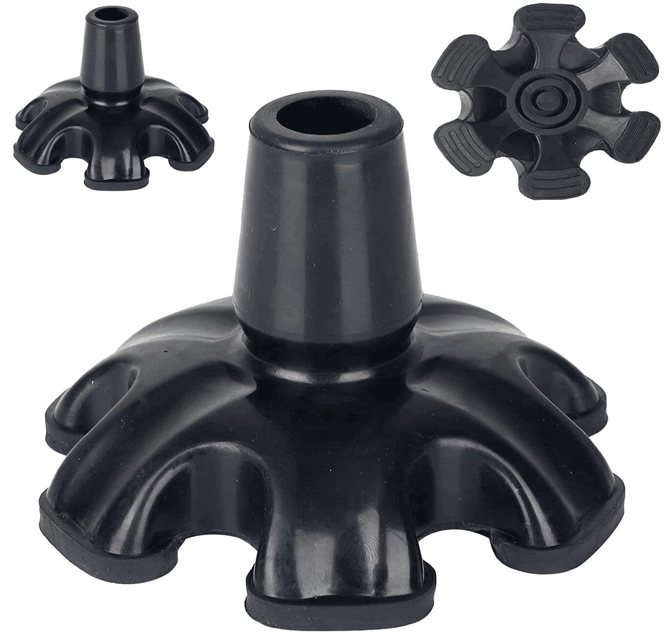 3/4 Inch Heavy Duty Quad Cane Tips With 6 Support Feet Rubber Replacement Bottom