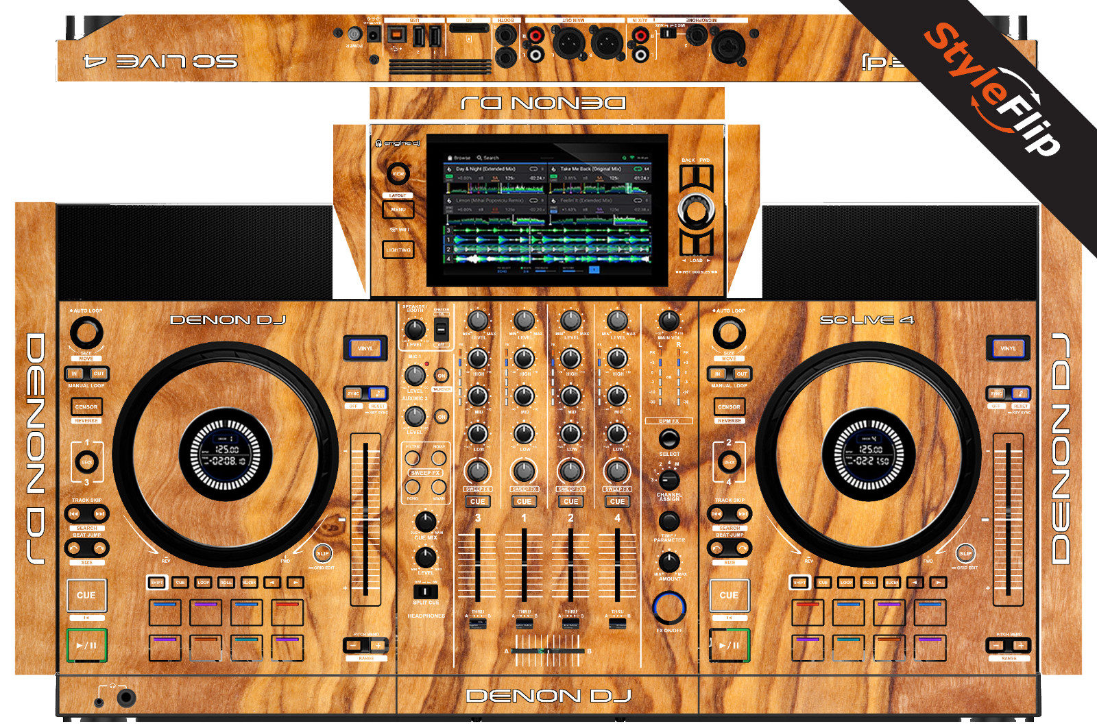 Denon SC Live 4 | Color Wood 6 | Protective Decal | StyleFlip Skins