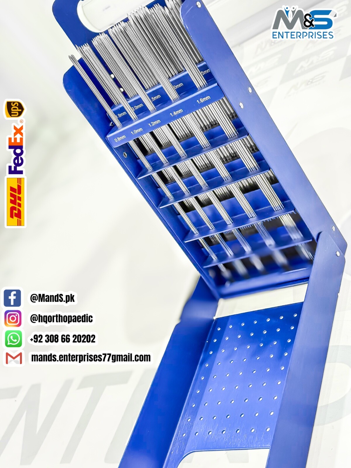 Kirschner Wire Container with 158 Pieces “Double Ended Wires”