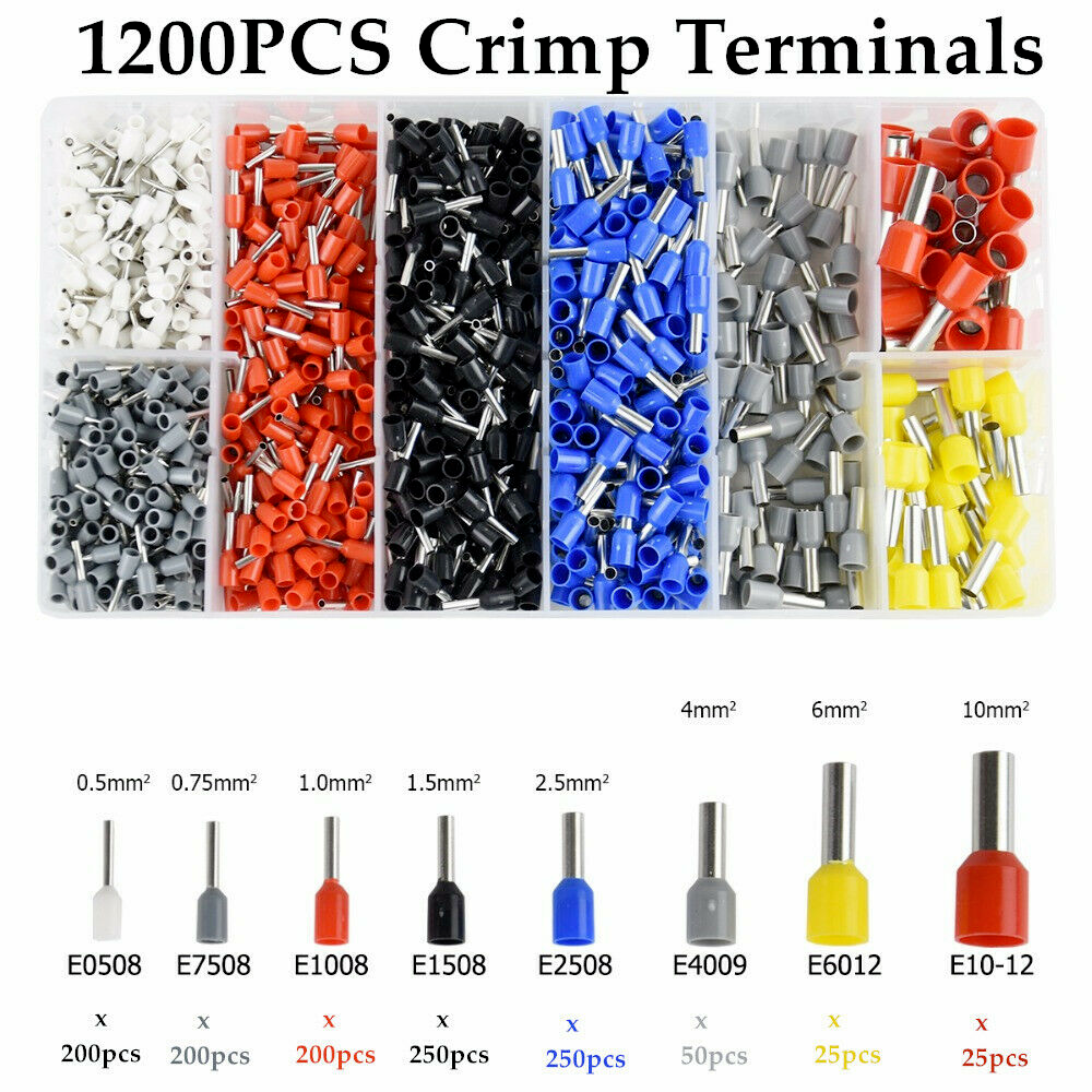 1200Pcs Terminal Wire Connectors Assorted Electrical Set Insulated Crimp Kit