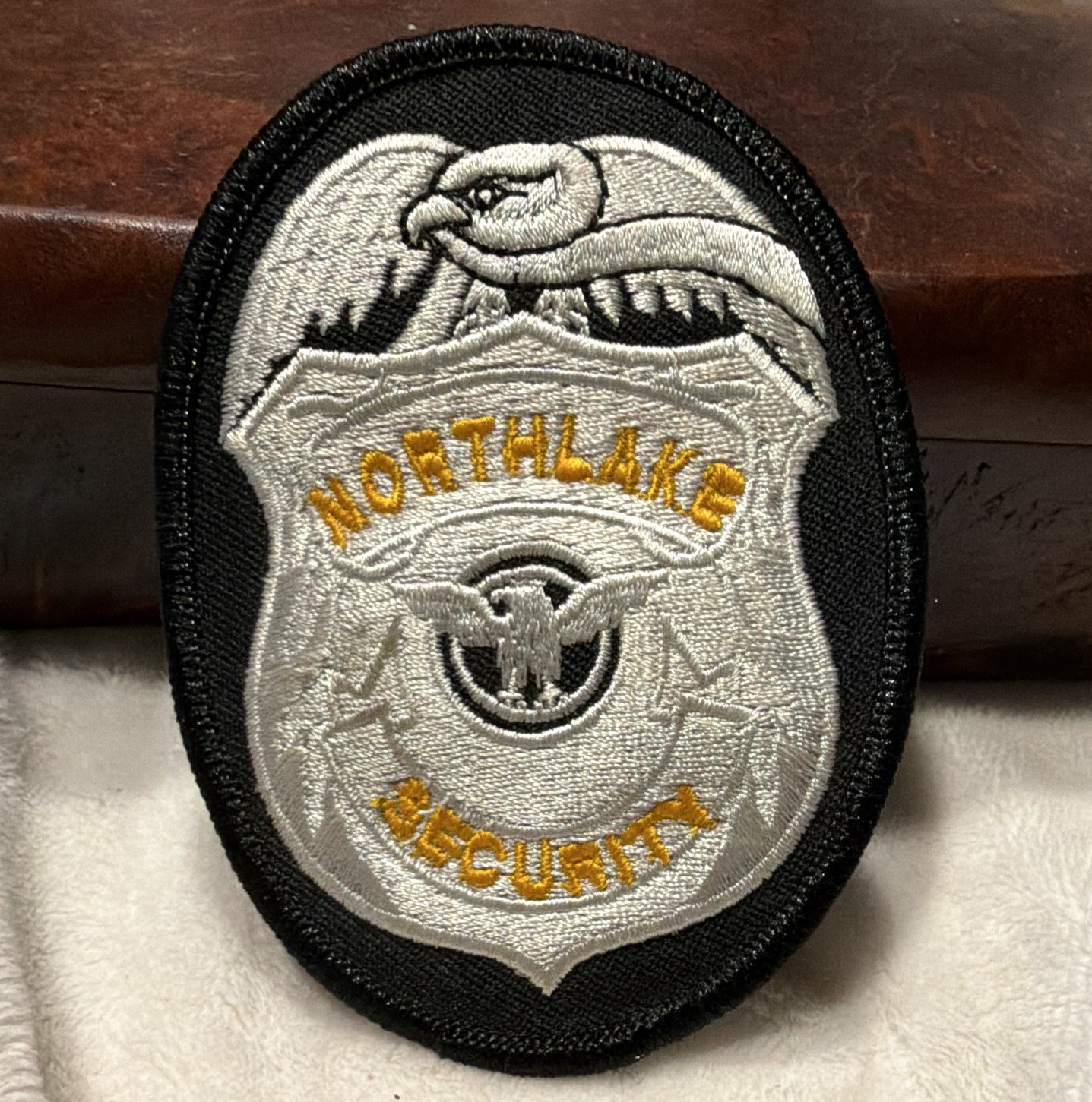 Northlake Security Embroidered Patch Silver Black Gold Illinois