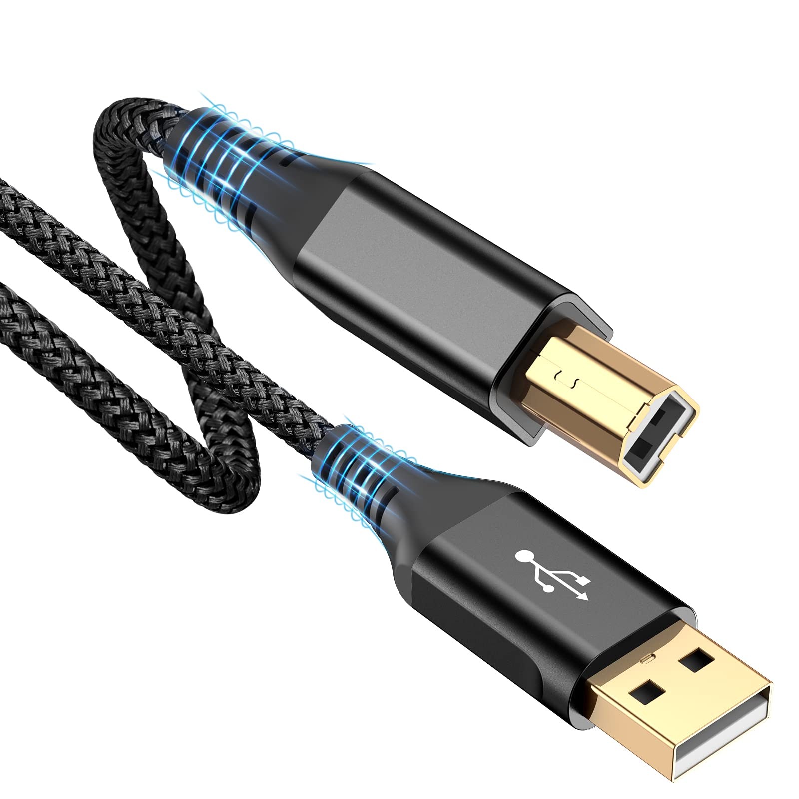 Black USB A to USB B Printer Cable 10 Ft High Speed