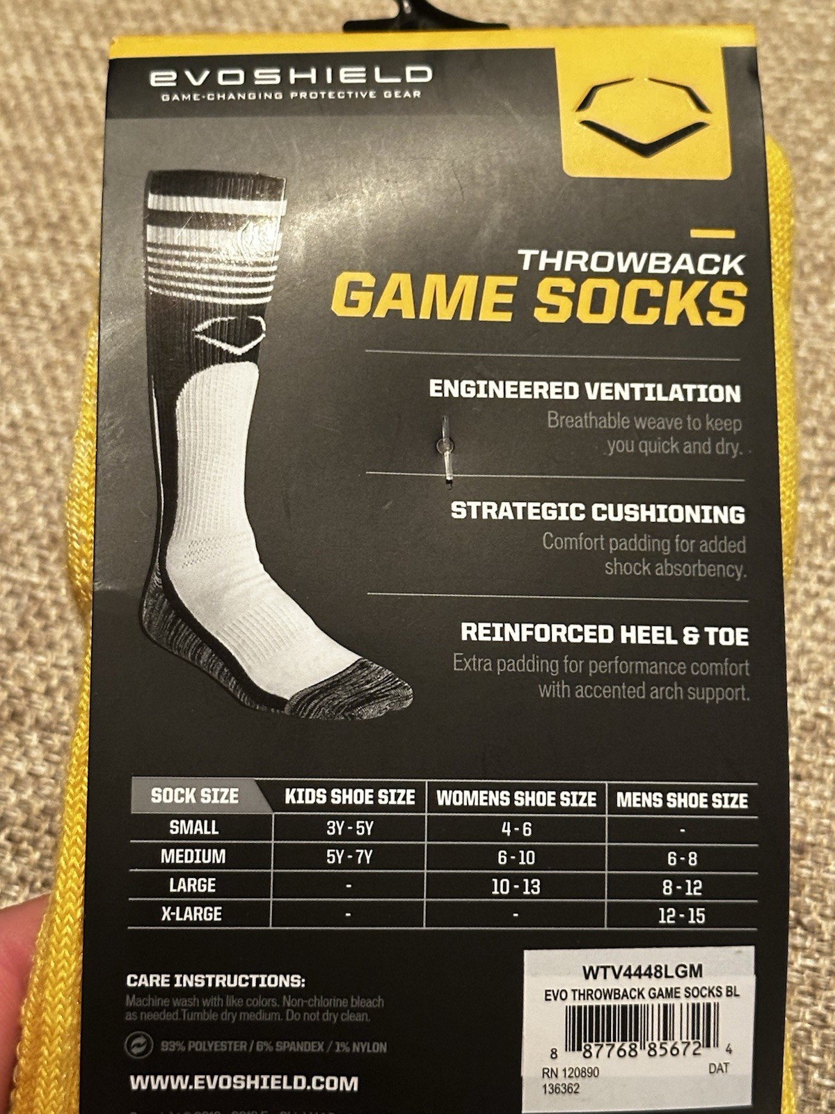 NEW EvoShield Throwback Game Socks Great For Baseball Softball Yellow White Med
